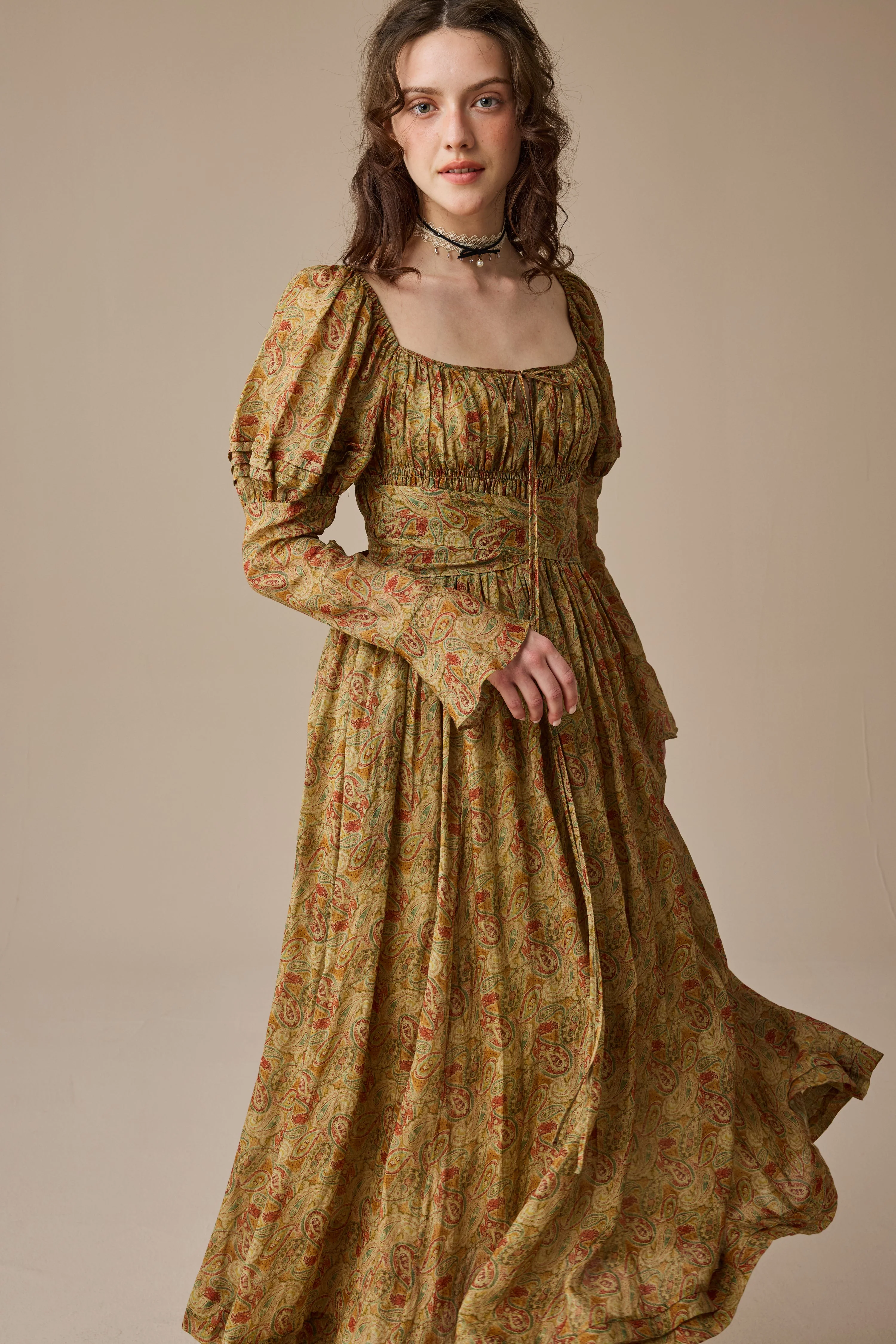 Paisley 11 | Elegant Floral Linen Dress - Image 11