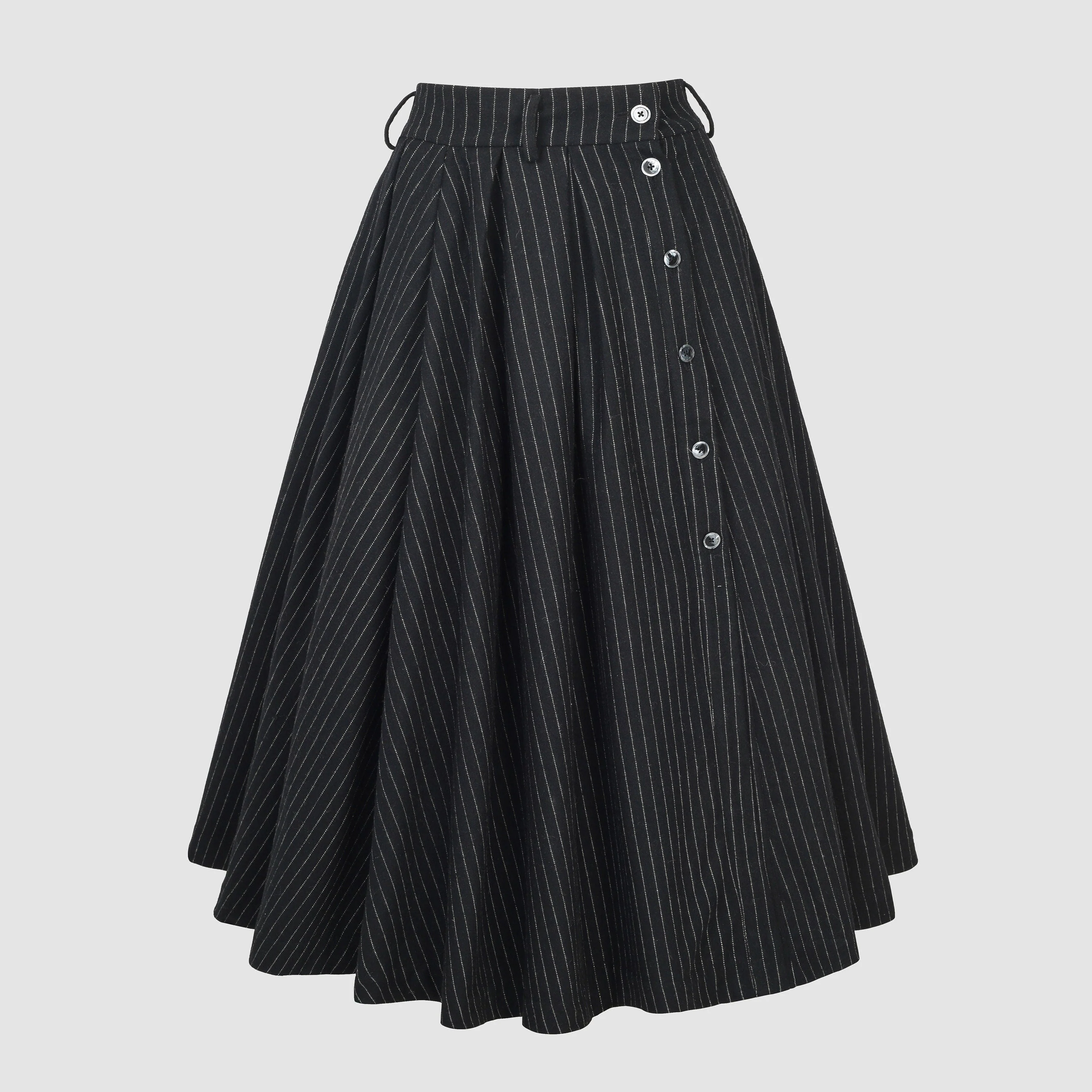 Santal 3 | Striped Wool Skirt in black - Image 8
