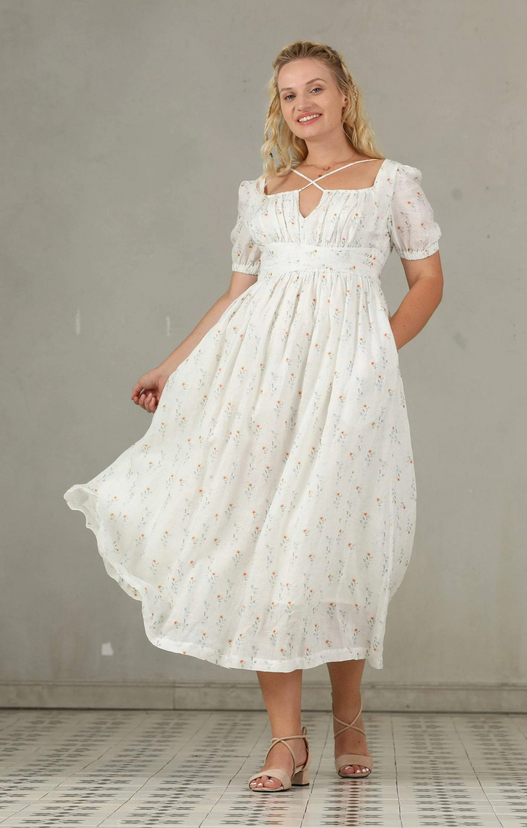BERGAMOTE 20 |Floral Linen Dress - Image 12