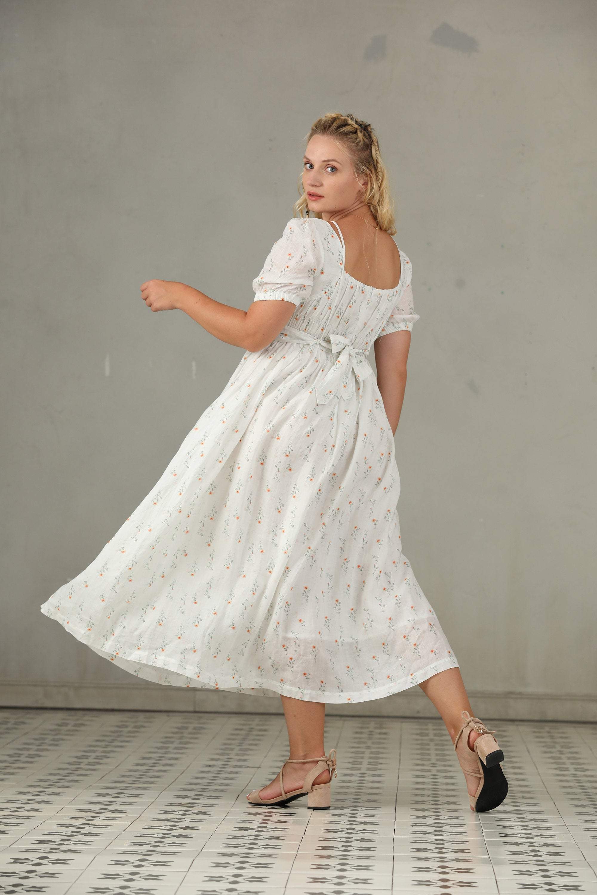 BERGAMOTE 20 |Floral Linen Dress - Image 13
