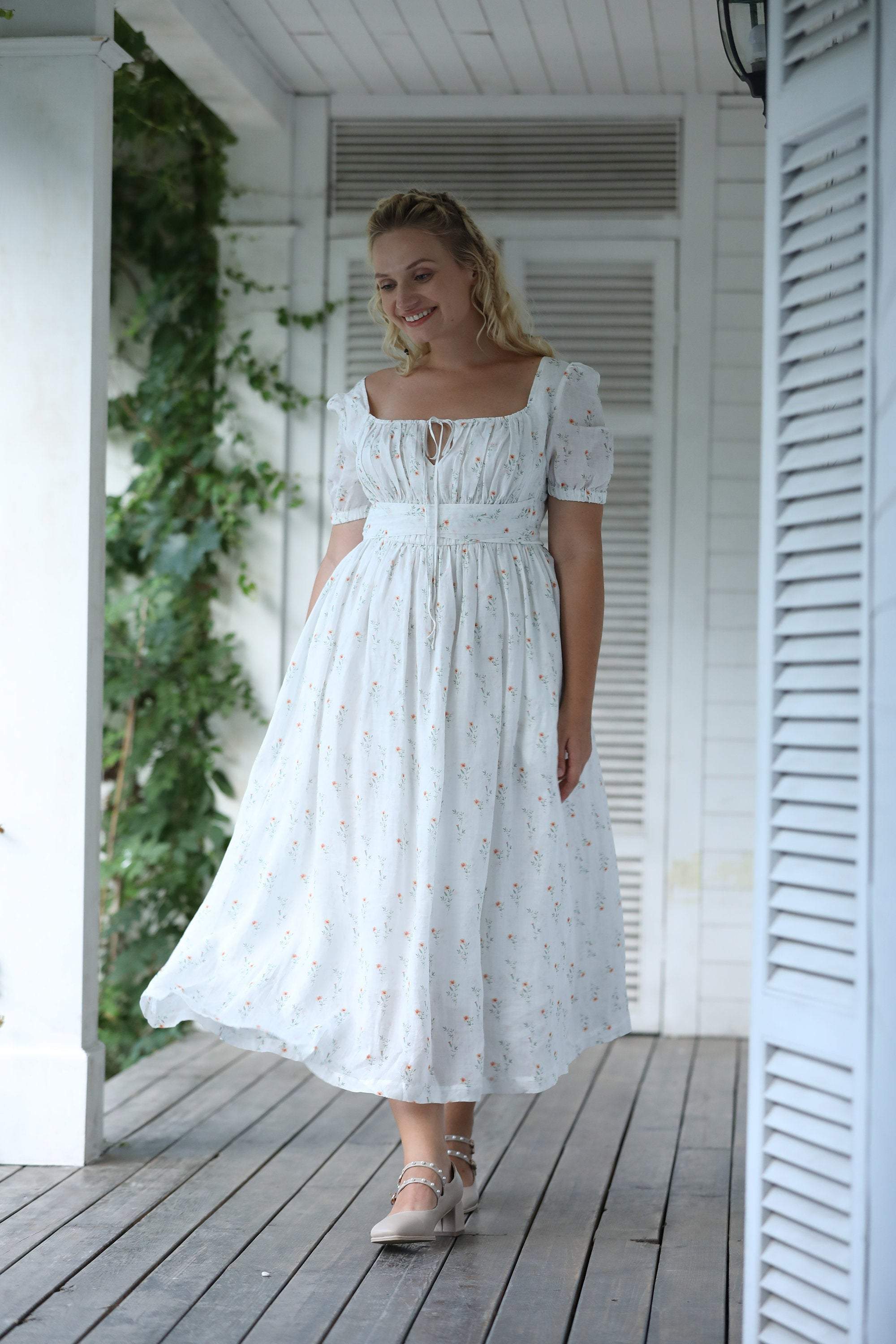 BERGAMOTE 20 |Floral Linen Dress - Image 14