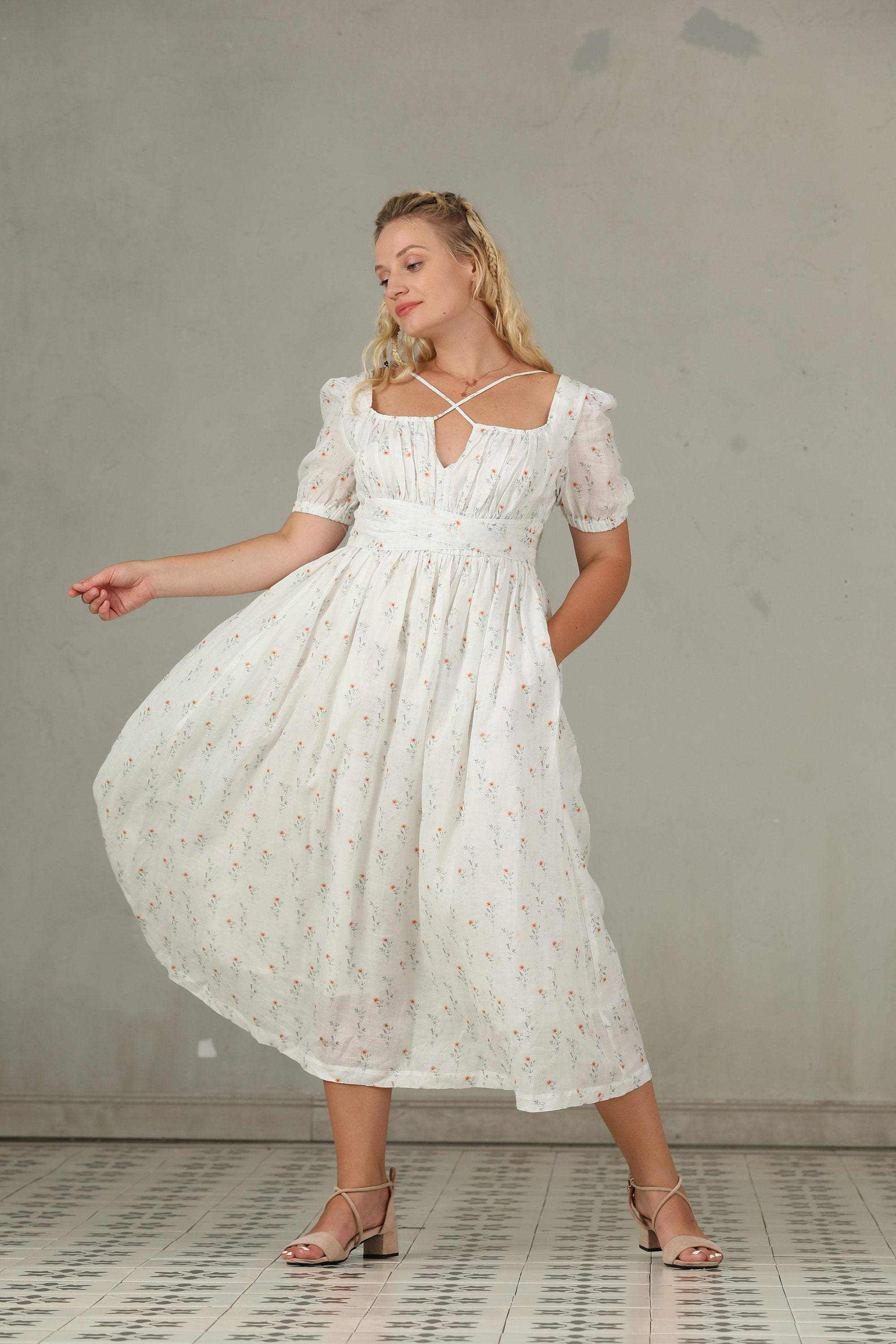 BERGAMOTE 20 |Floral Linen Dress - Image 18