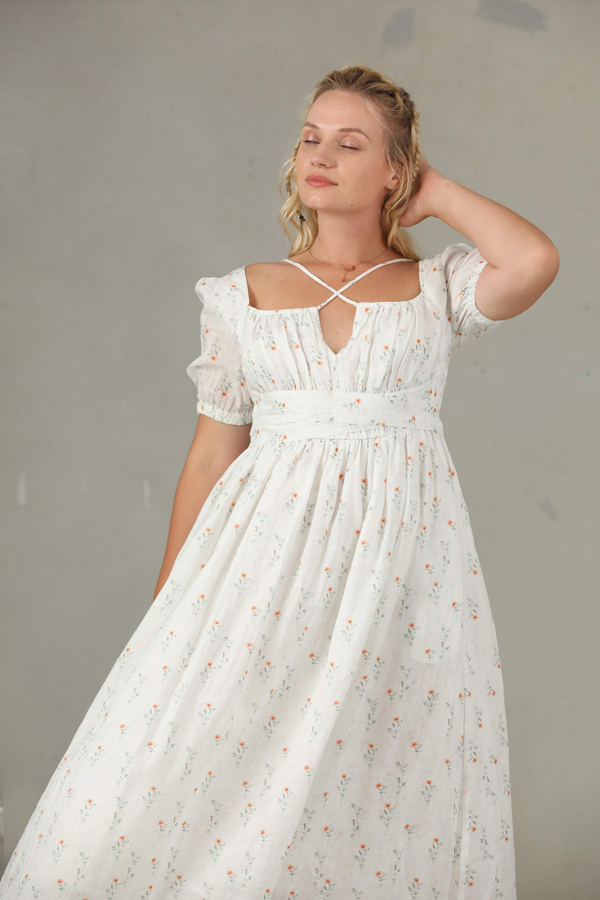 BERGAMOTE 20 |Floral Linen Dress - Image 21