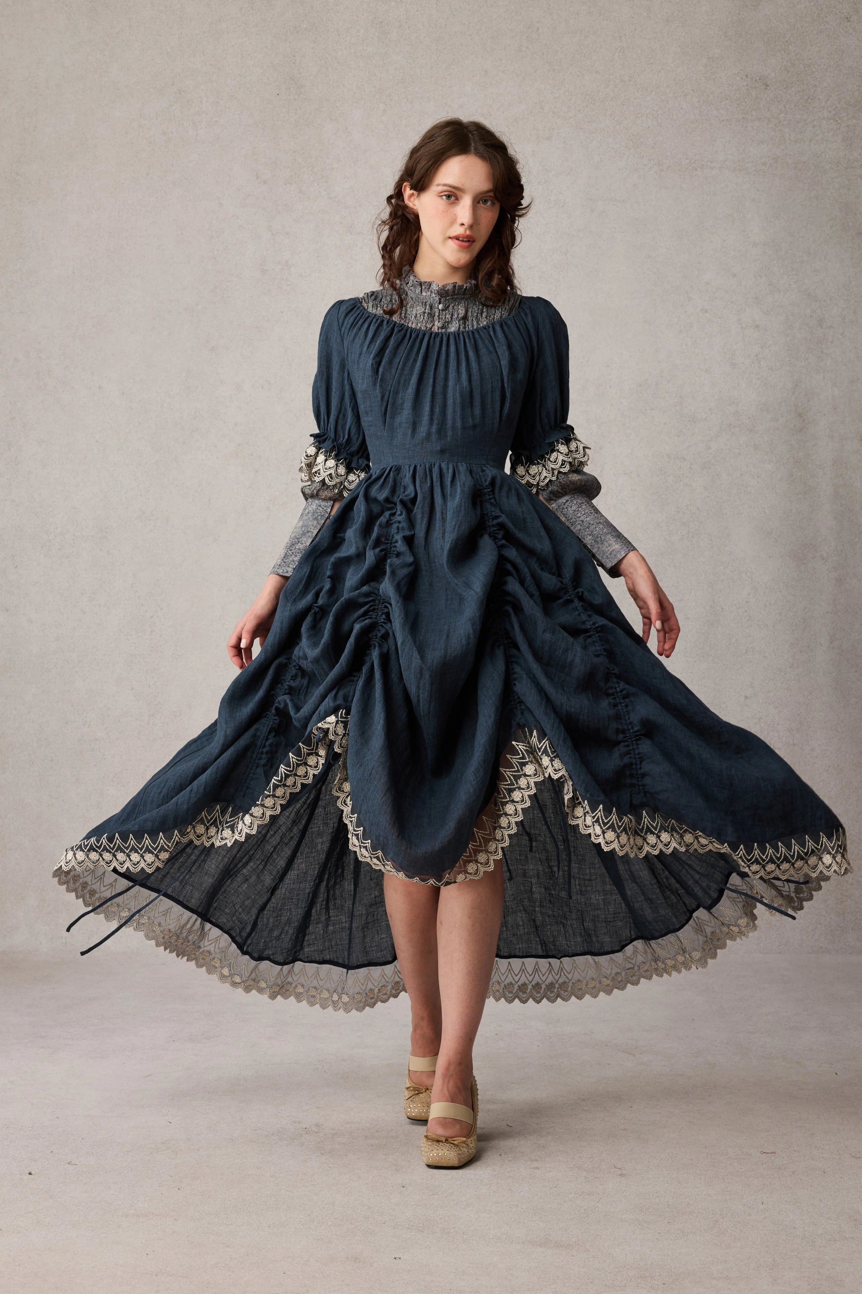 Elowen 27 | Lace Linen dress gown ( 2 way to wear ) - Image 41