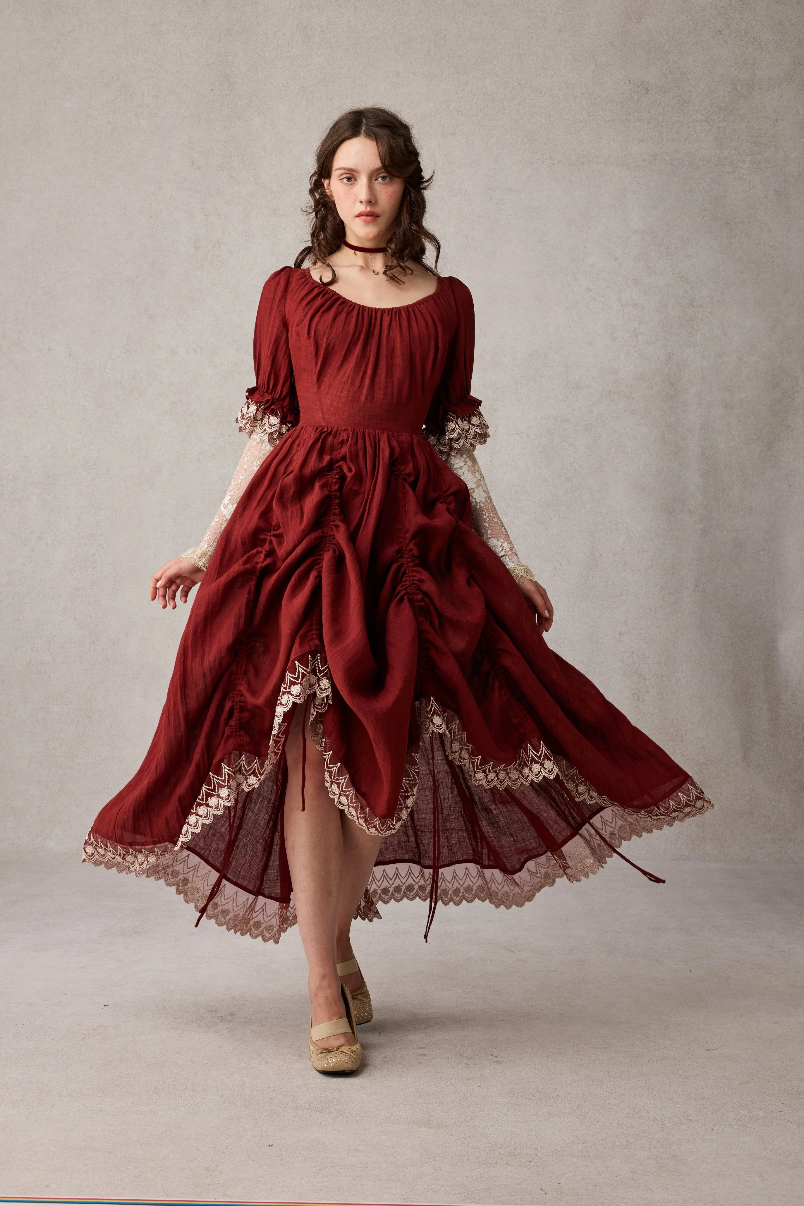 Elowen 27 | Lace Linen dress gown ( 2 way to wear ) - Image 43