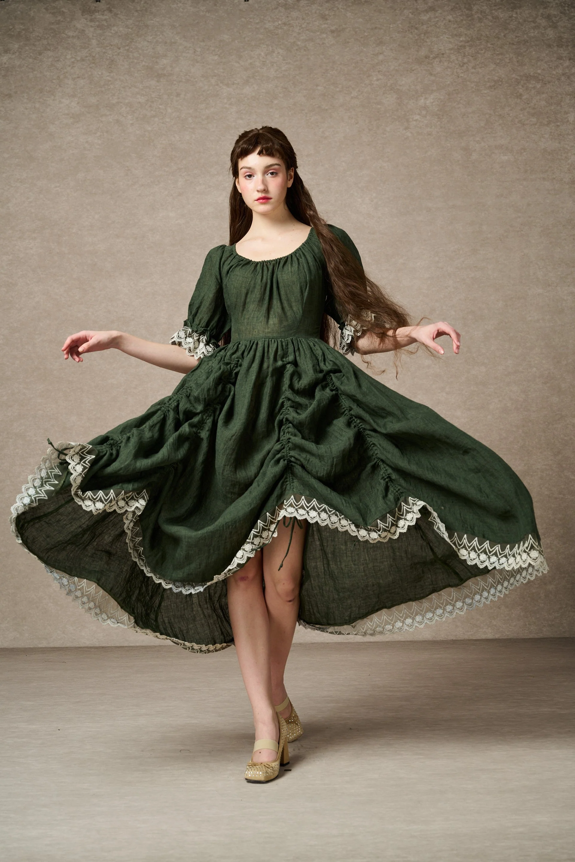 Elowen 27 | Lace Linen dress gown ( 2 way to wear ) - Image 23