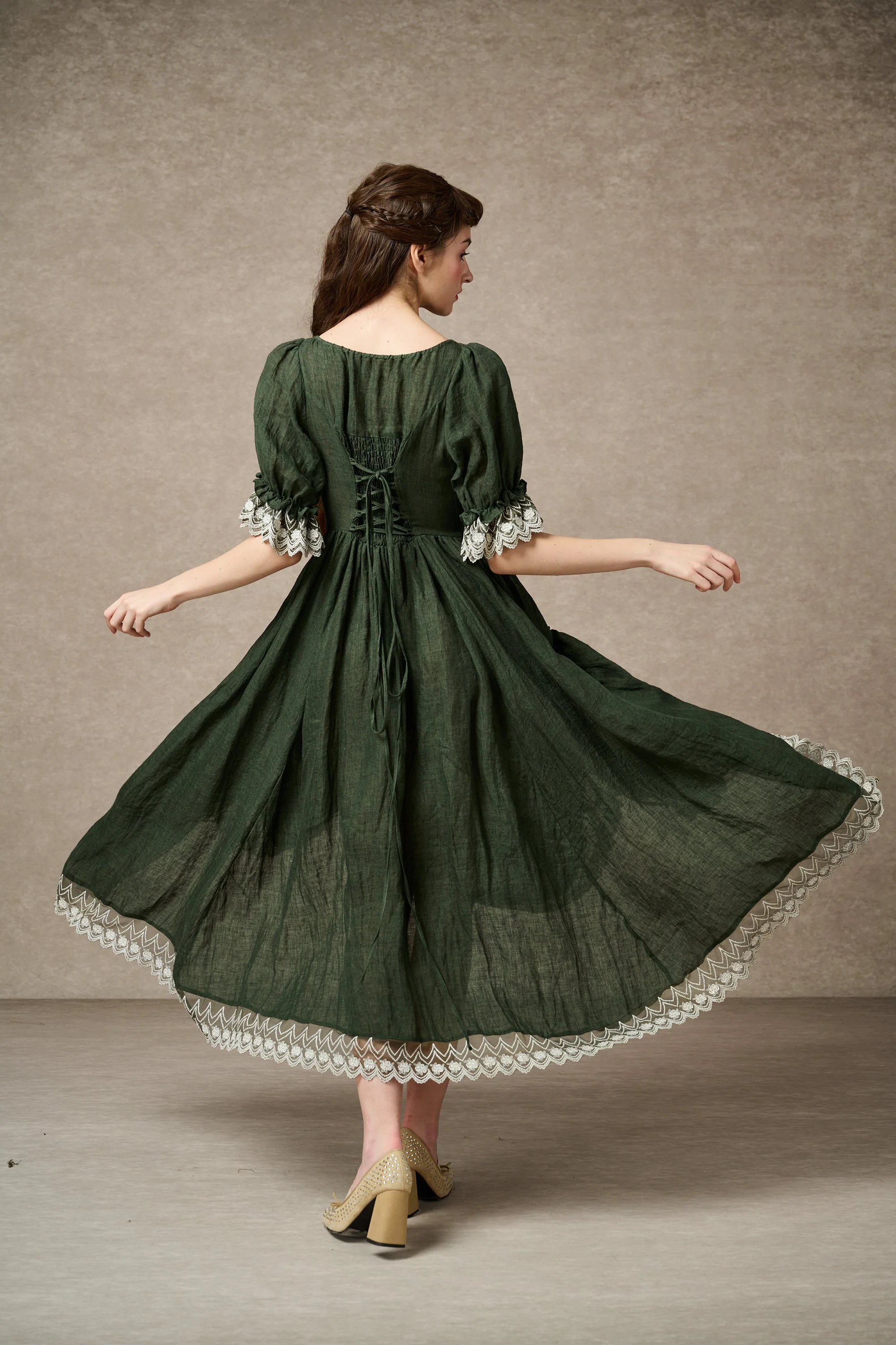 Elowen 27 | Lace Linen dress gown ( 2 way to wear ) - Image 24