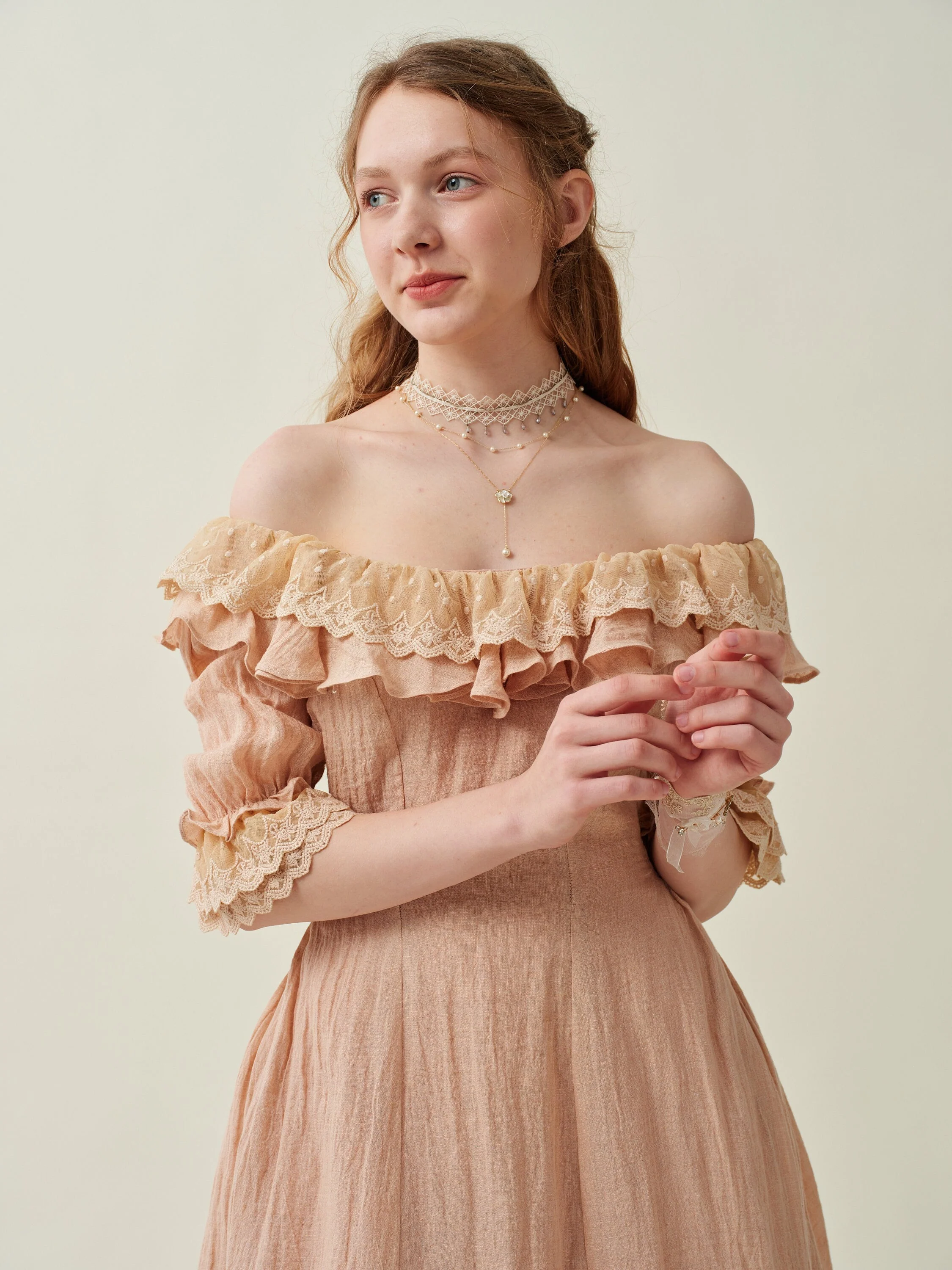 Elysia 15 | Lace-up linen flared dress - Image 11