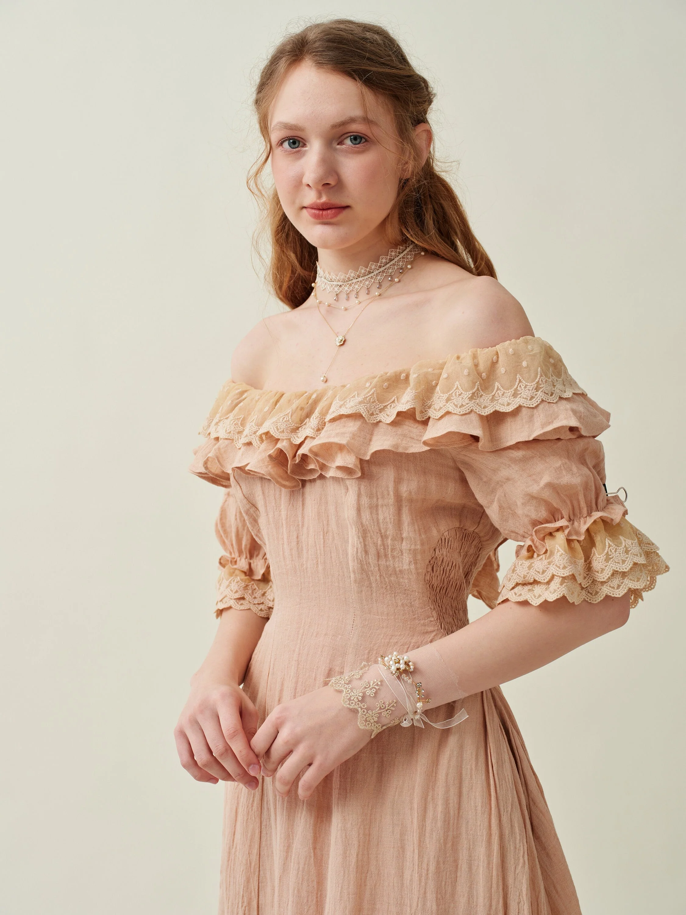 Elysia 15 | Lace-up linen flared dress - Image 13