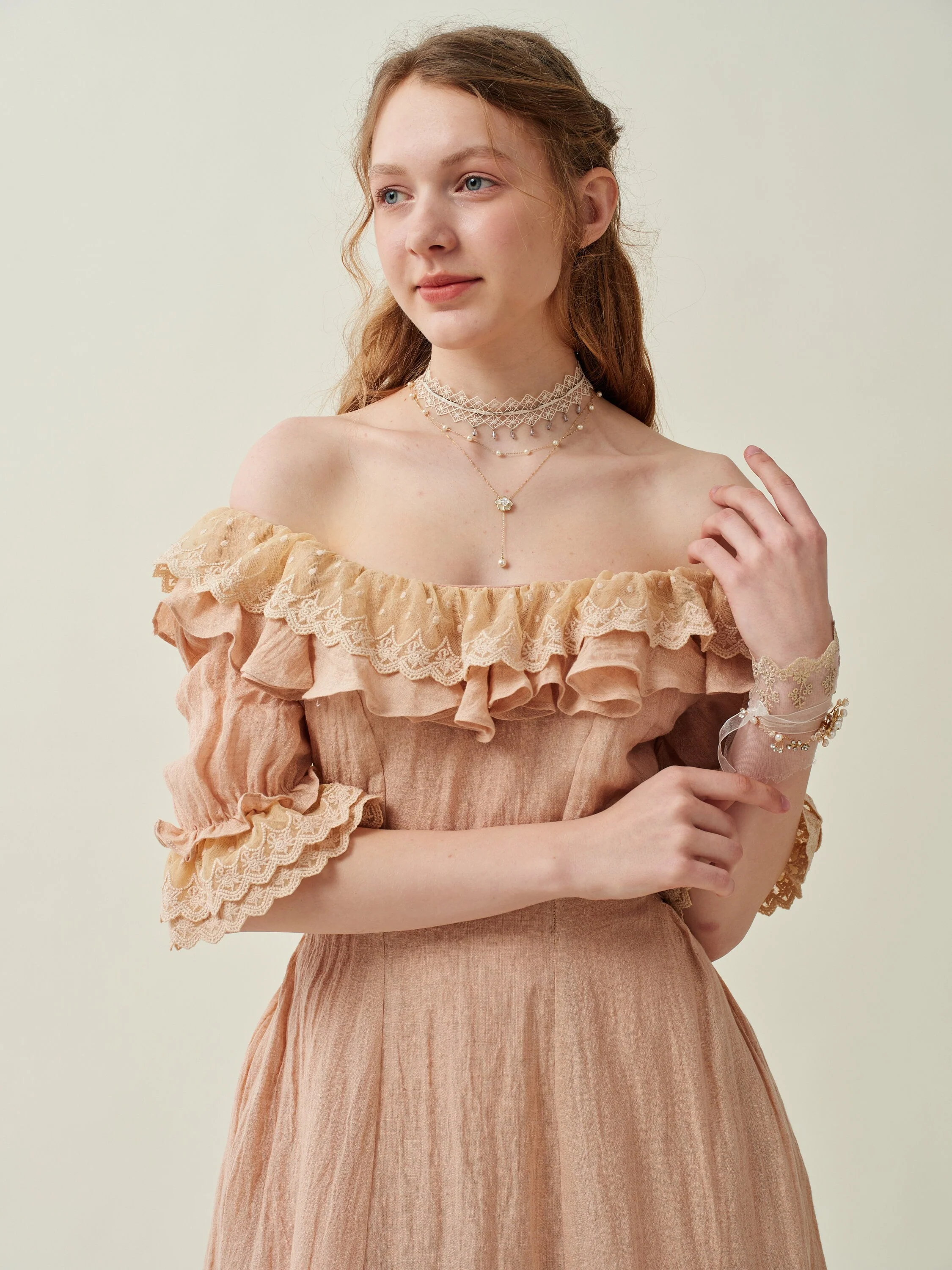 Elysia 15 | Lace-up linen flared dress - Image 14