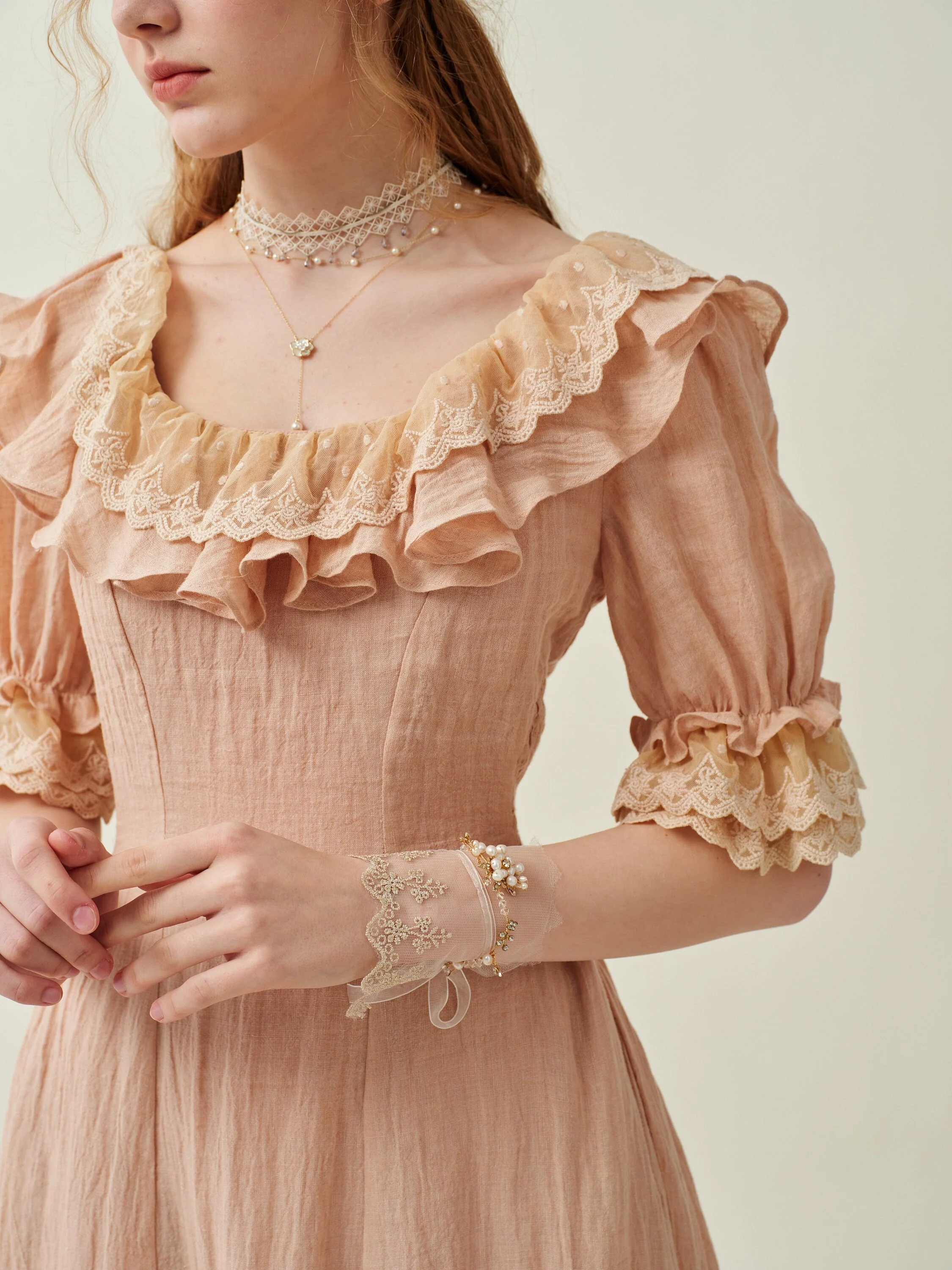 Elysia 15 | Lace-up linen flared dress - Image 15