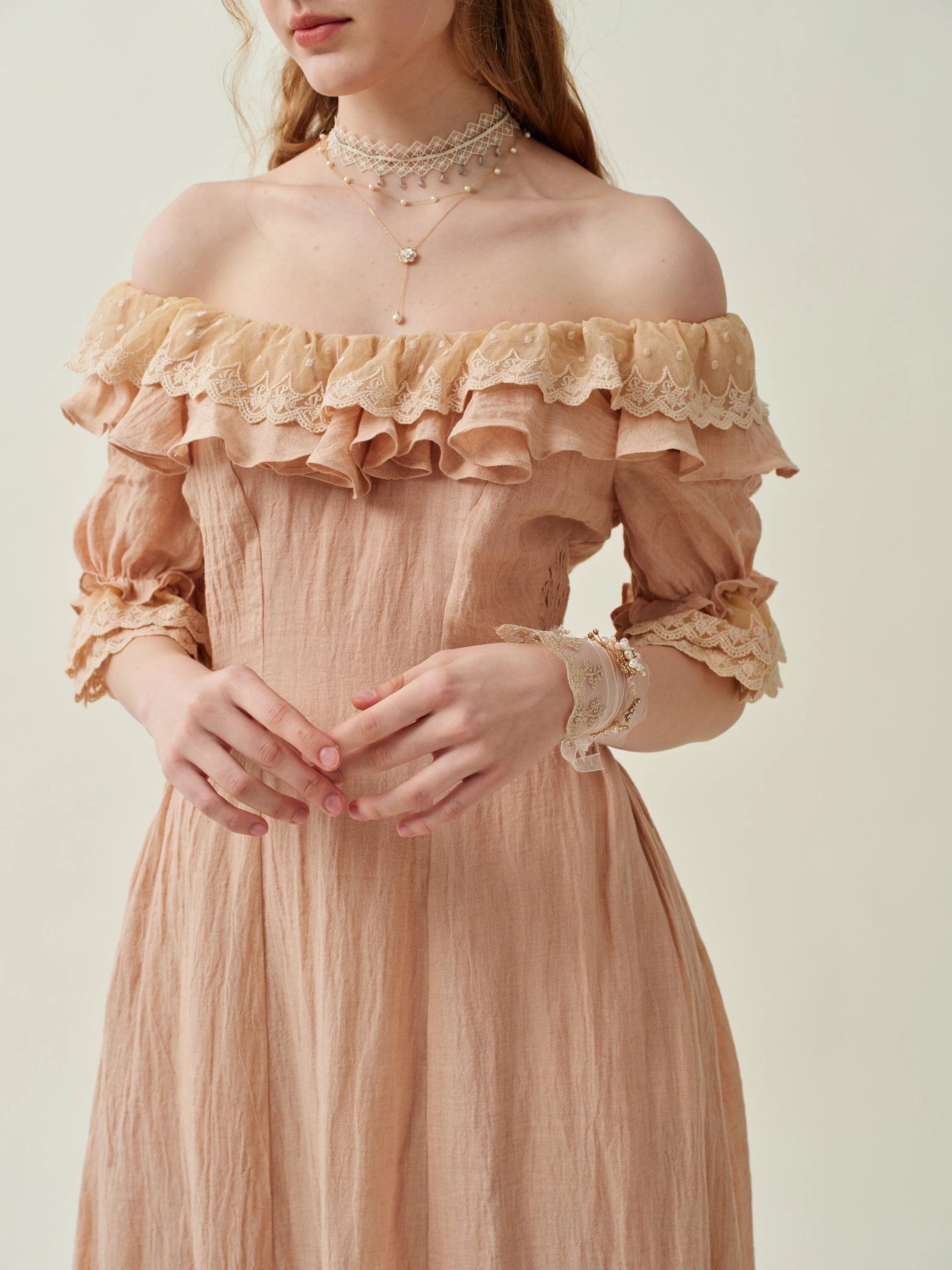 Elysia 15 | Lace-up linen flared dress - Image 16