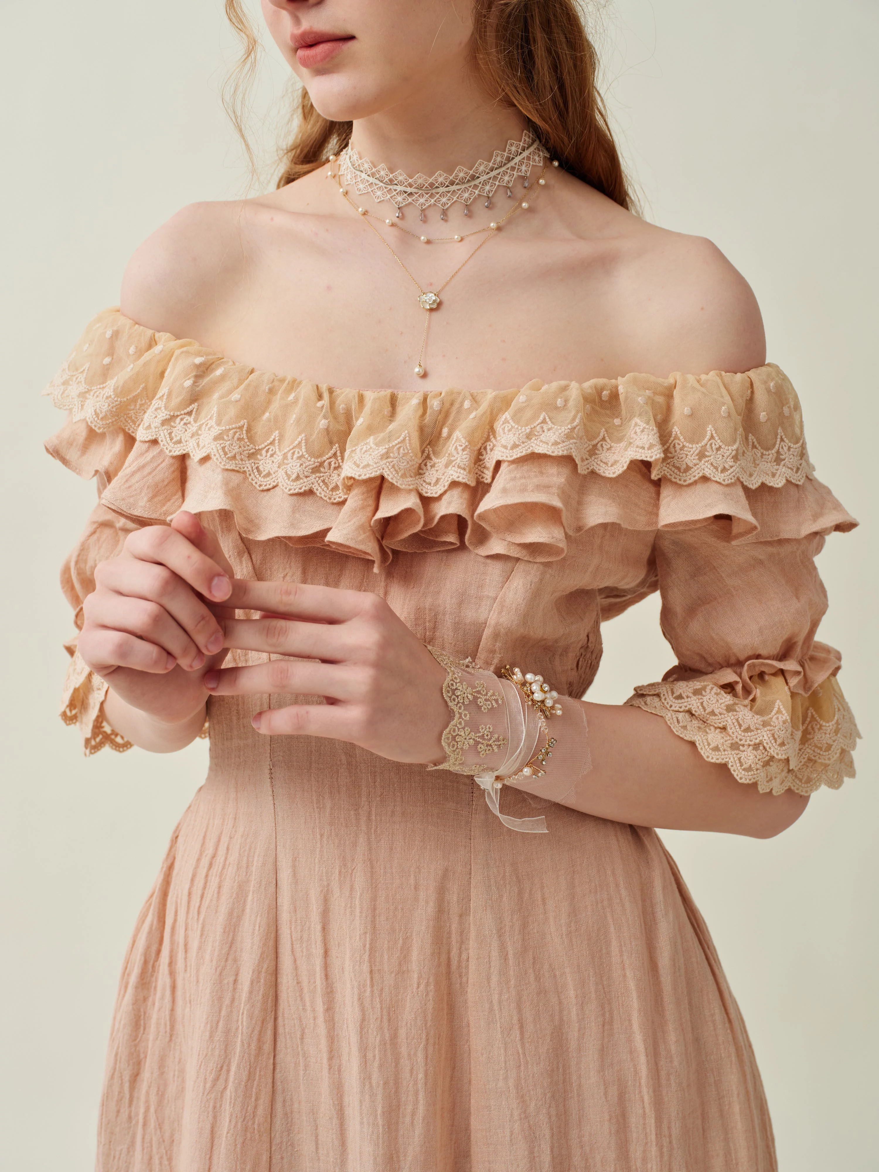 Elysia 15 | Lace-up linen flared dress - Image 17