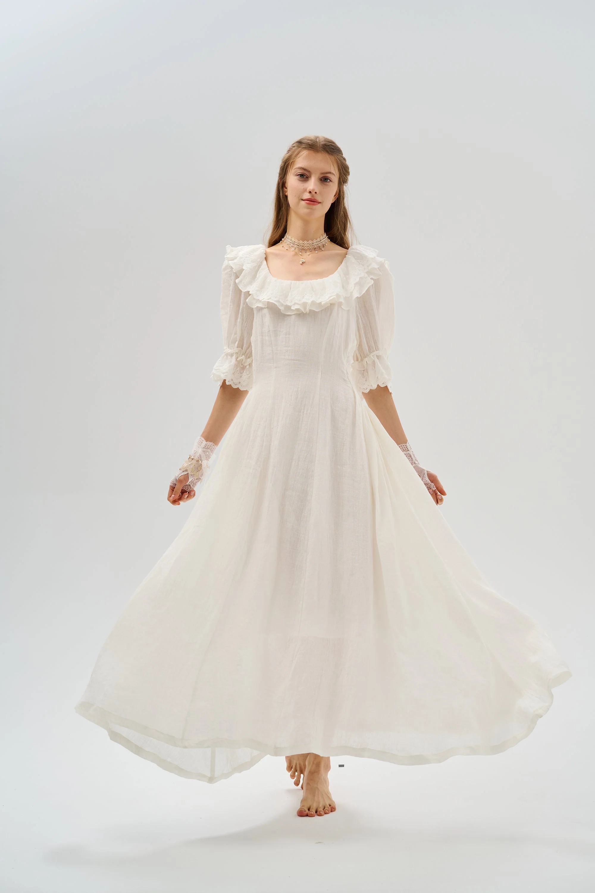 Elysia 15 | Lace-up linen flared dress - Image 26