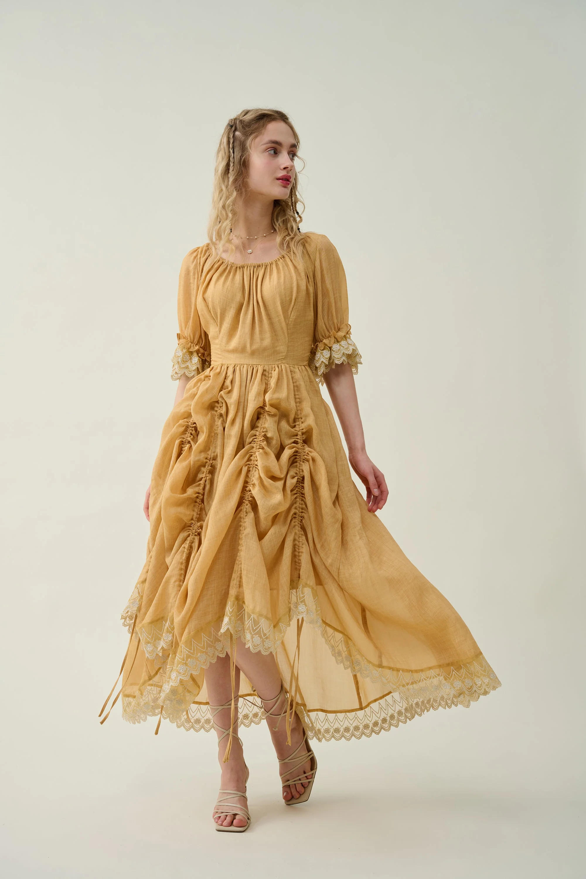 Elowen 27 | Lace Linen dress gown ( 2 way to wear ) - Image 14