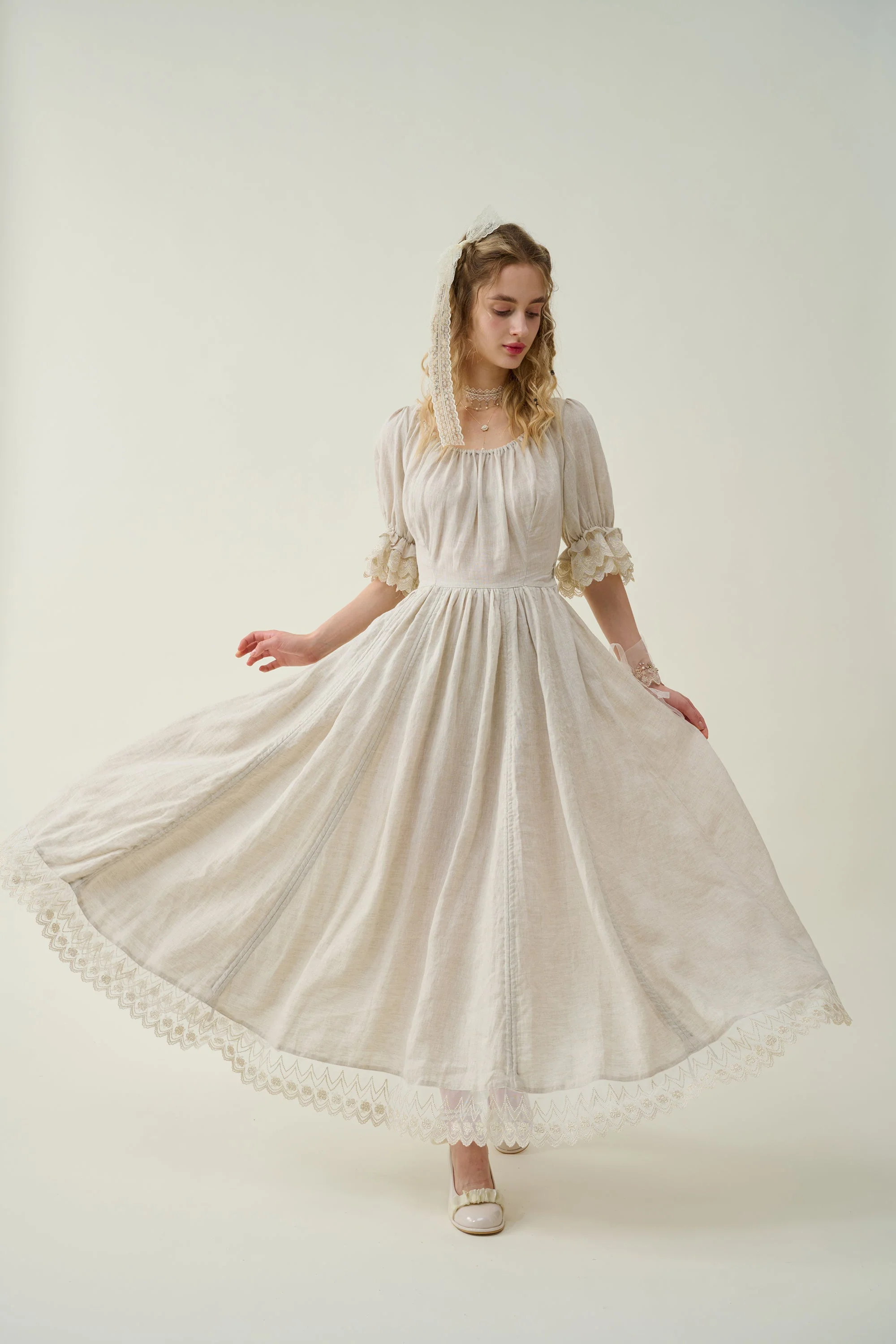 Elowen 27 | Lace Linen dress gown ( 2 way to wear ) - Image 18