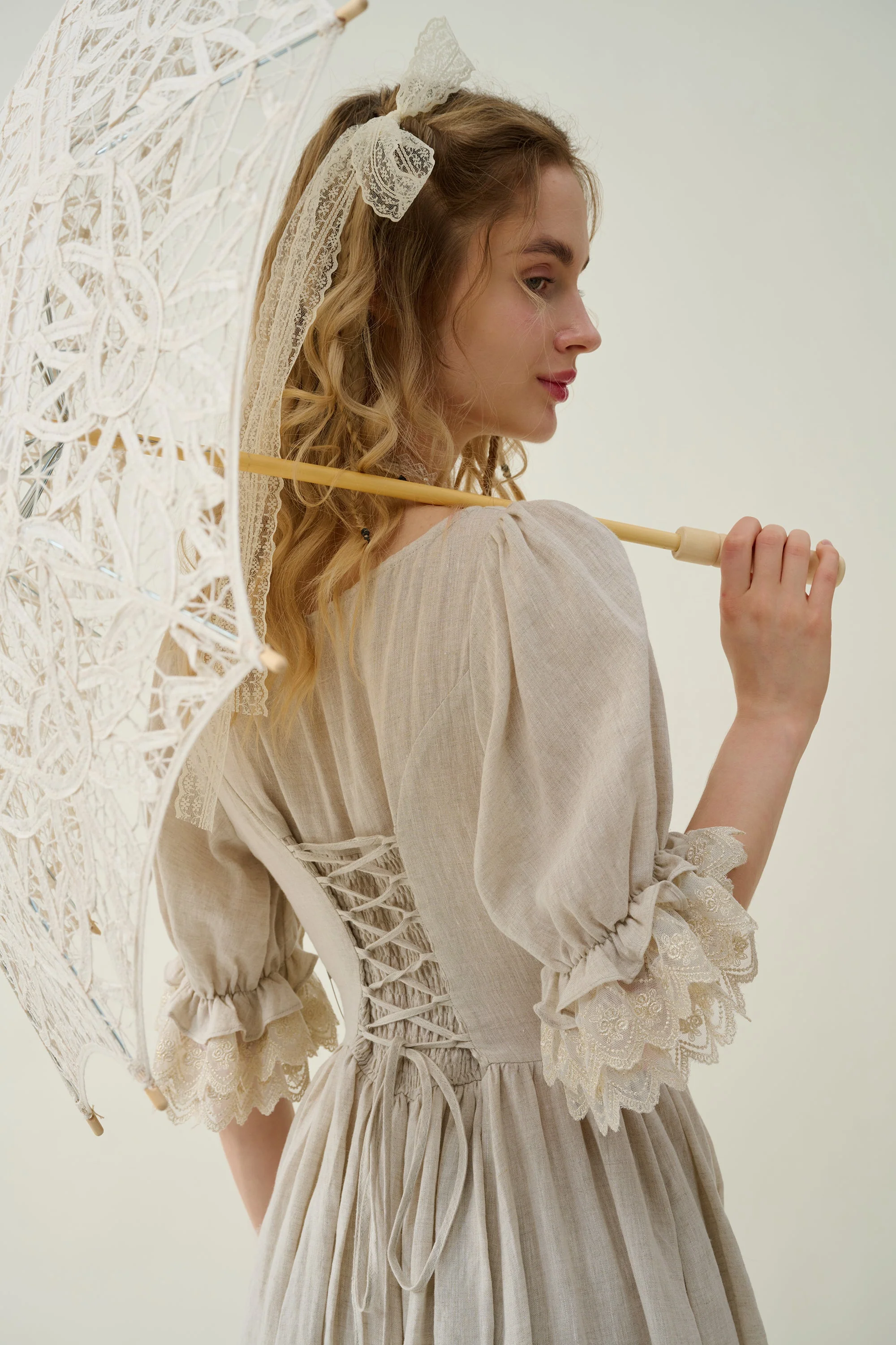 Elowen 27 | Lace Linen dress gown ( 2 way to wear ) - Image 19