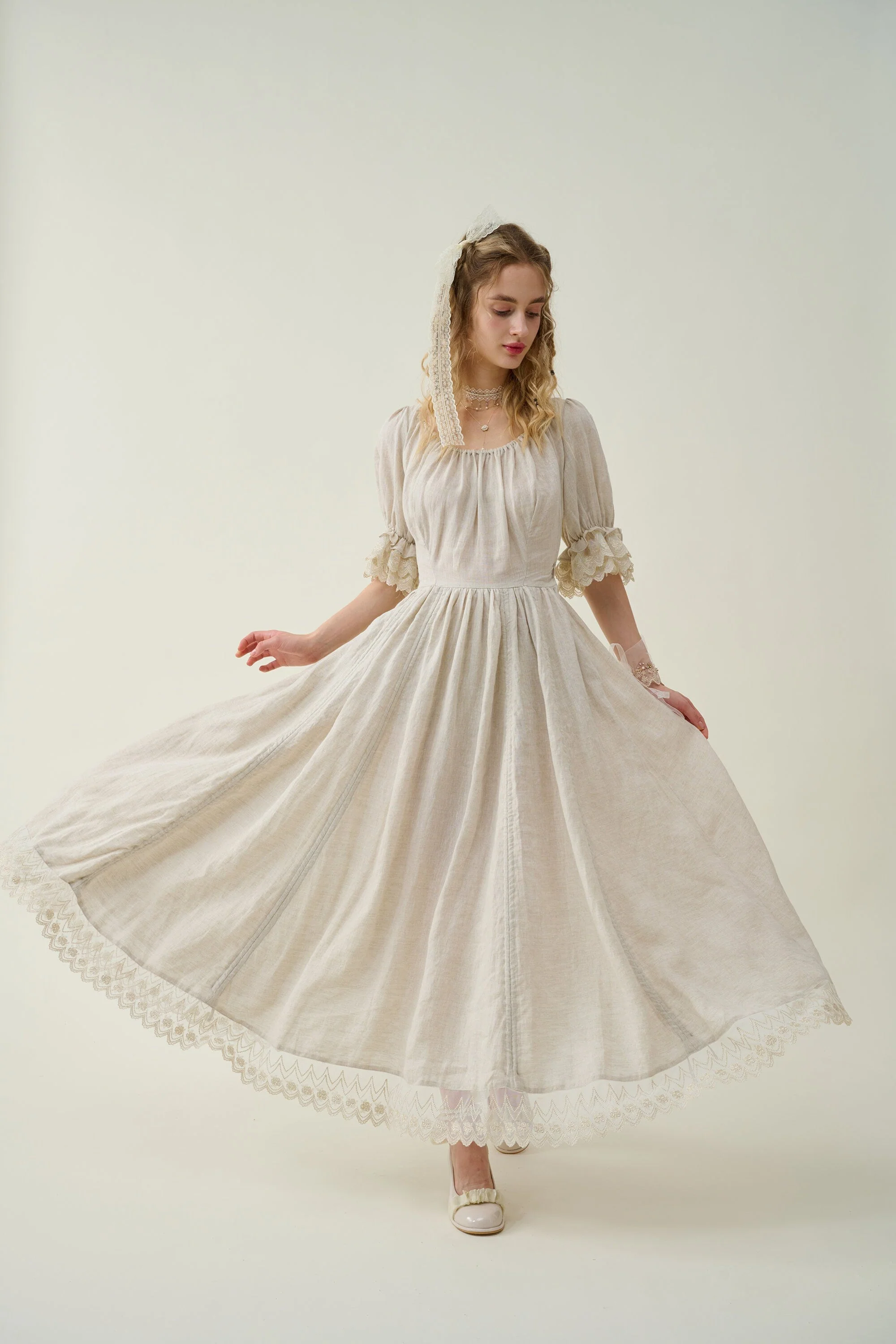 Elowen 27 | Lace Linen dress gown ( 2 way to wear ) - Image 19
