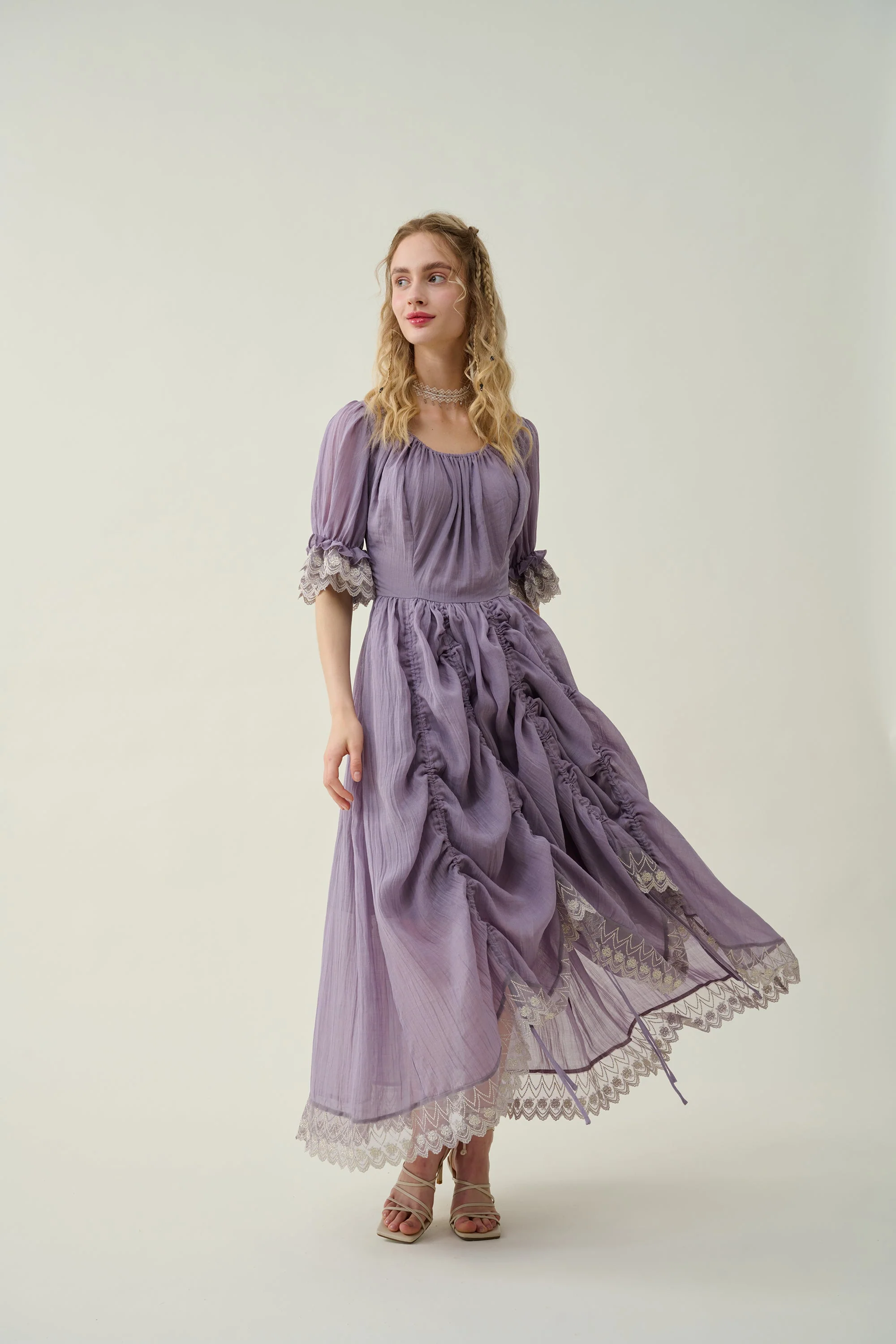 Elowen 27 | Lace Linen dress gown ( 2 way to wear ) - Image 27