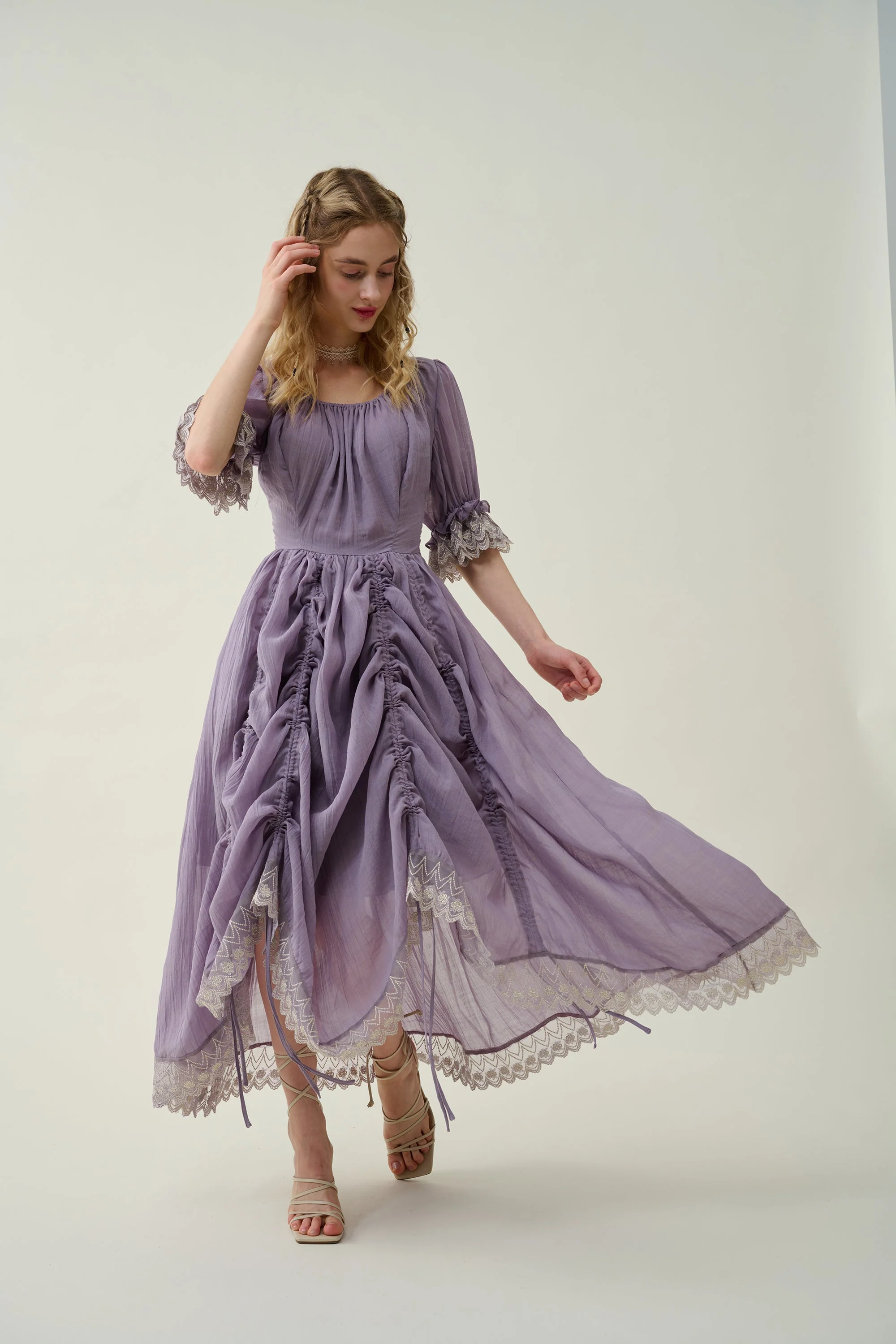 Elowen 27 | Lace Linen dress gown ( 2 way to wear ) - Image 28