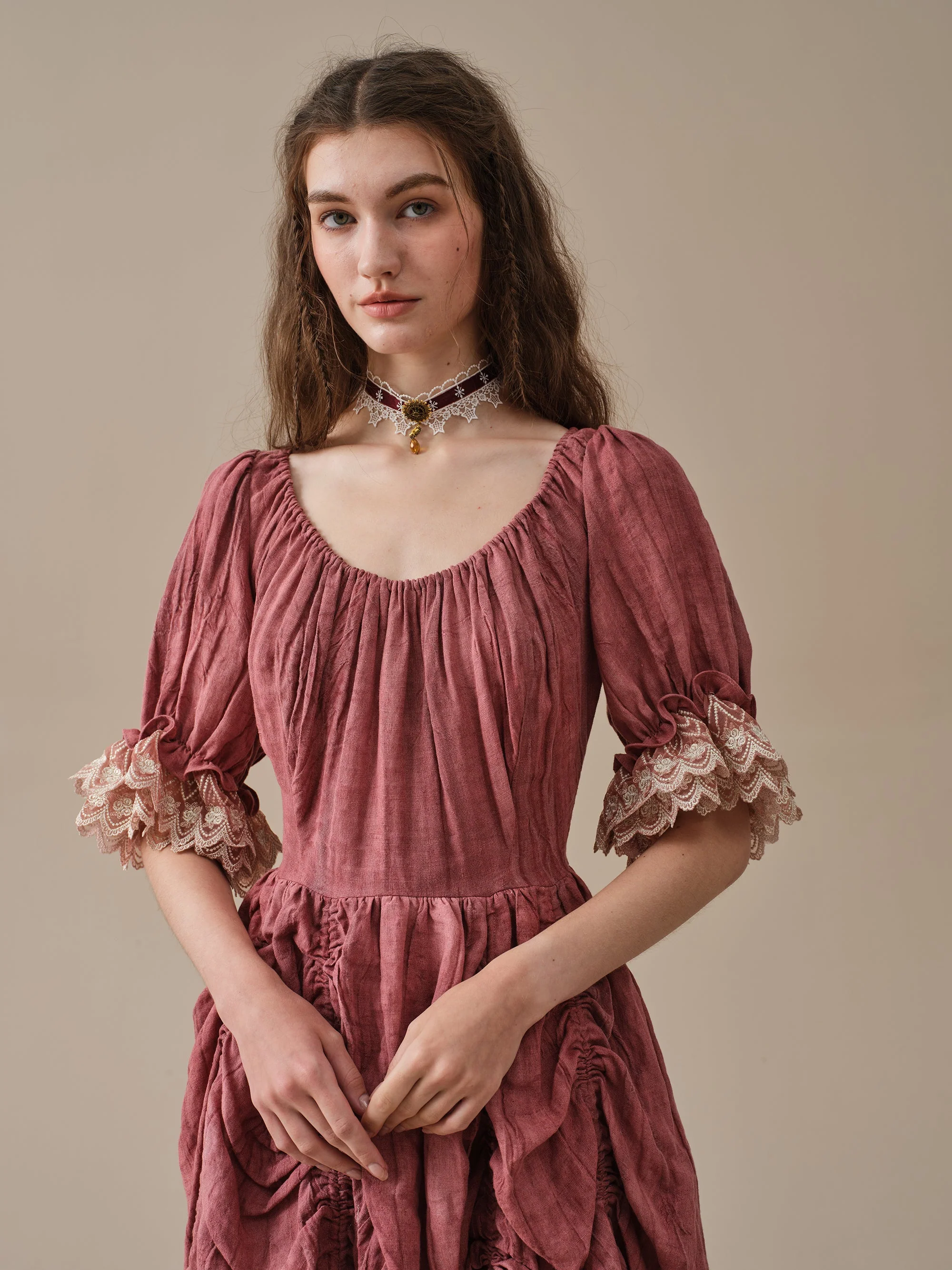Elowen 27 | Lace Linen dress gown ( 2 way to wear ) - Image 32