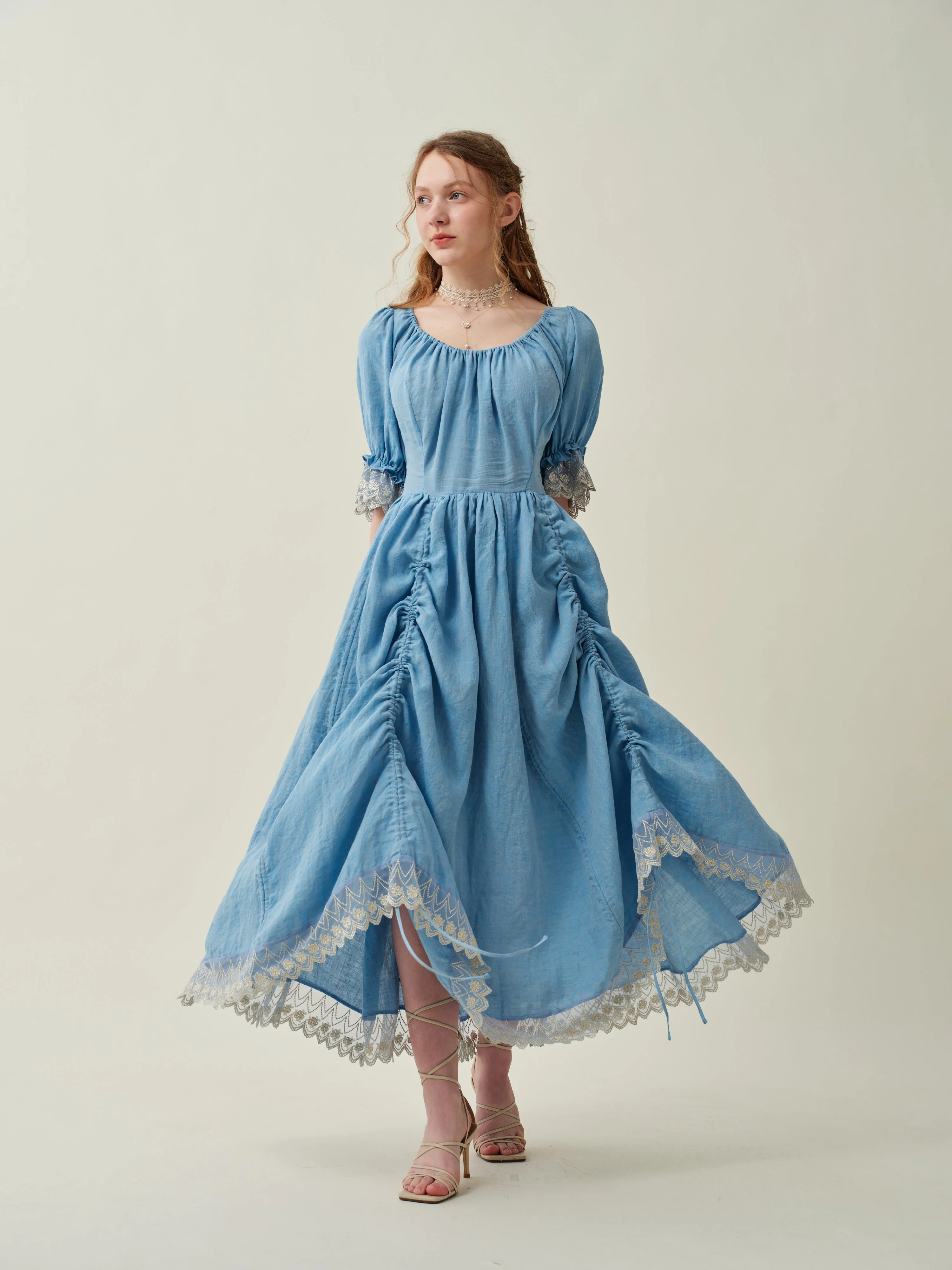Elowen 27 | Lace Linen dress gown ( 2 way to wear ) - Image 33