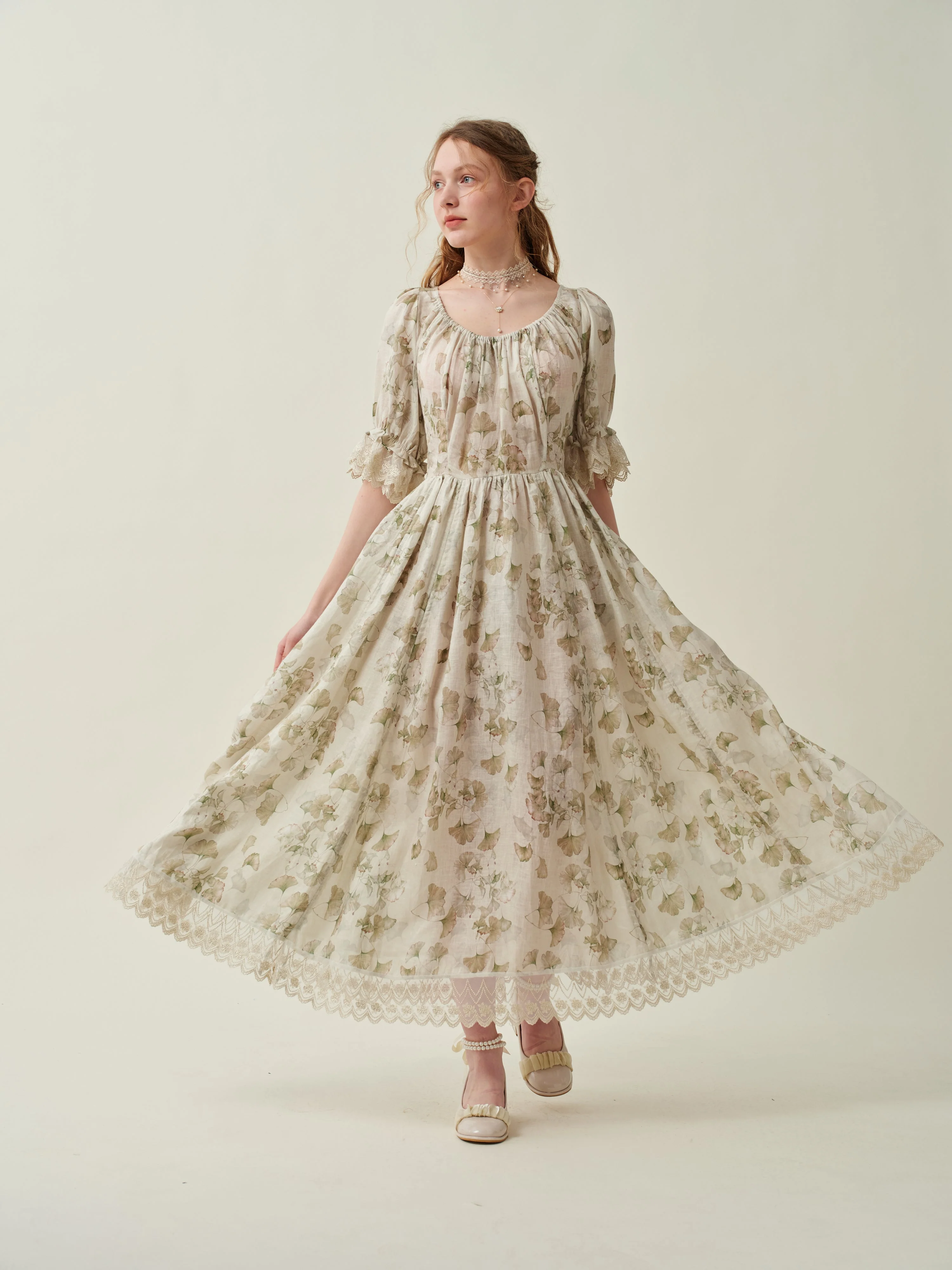 Elowen 27 | Lace Linen dress gown ( 2 way to wear ) - Image 36