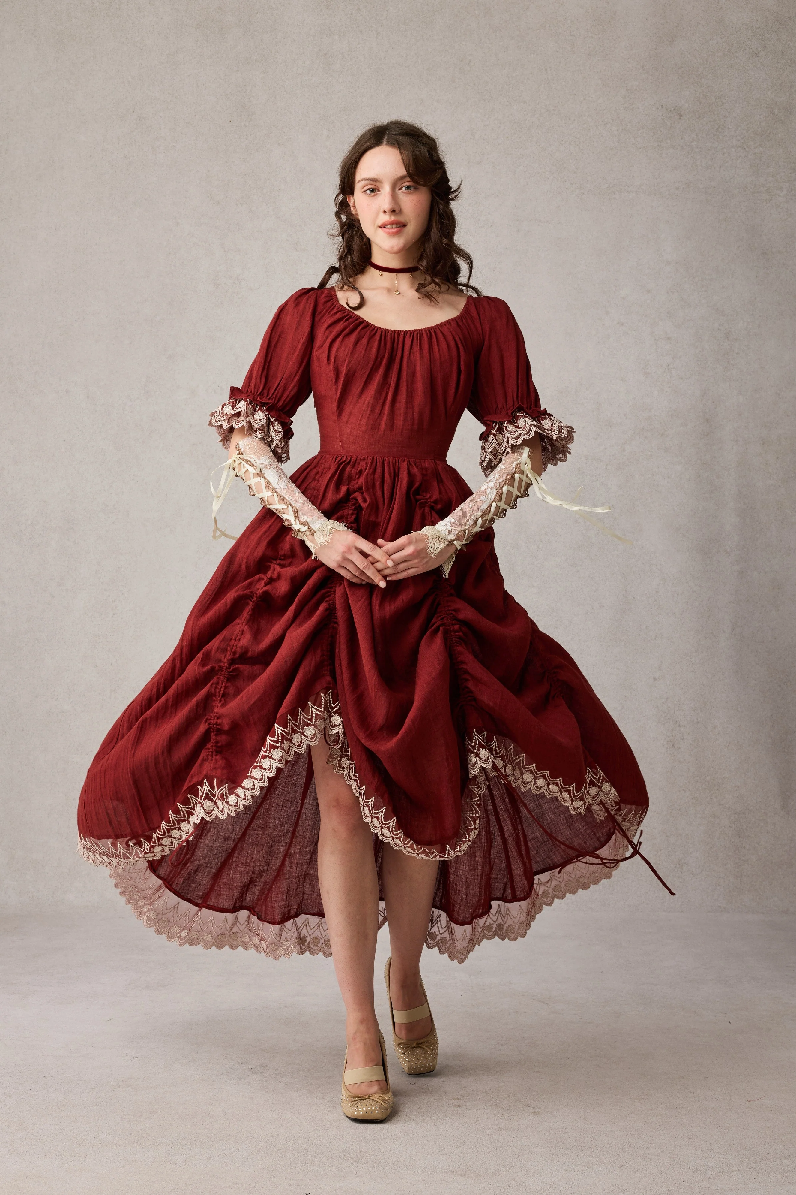 Elowen 27 | Lace Linen dress gown ( 2 way to wear ) - Image 45