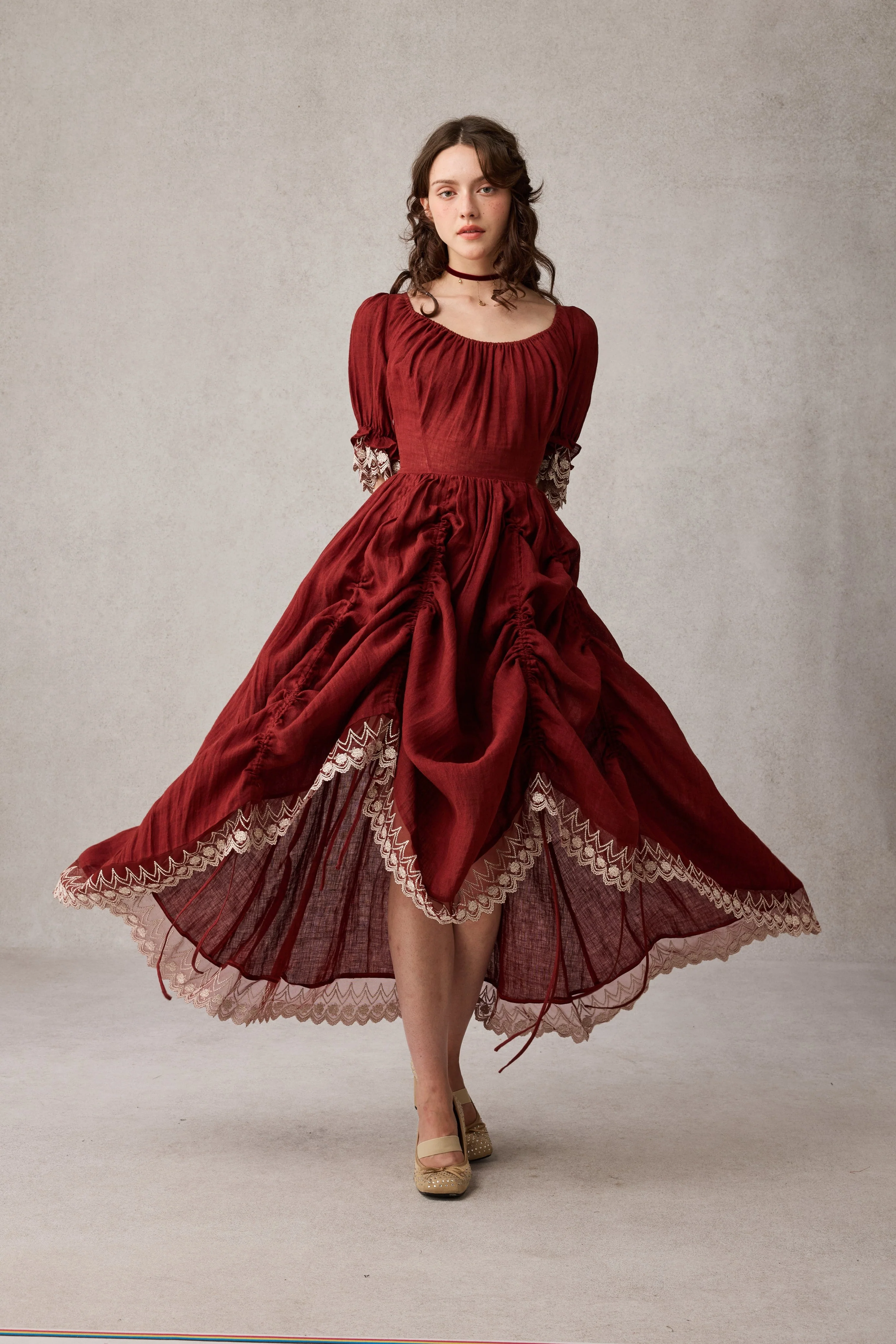 Elowen 27 | Lace Linen dress gown ( 2 way to wear ) - Image 44