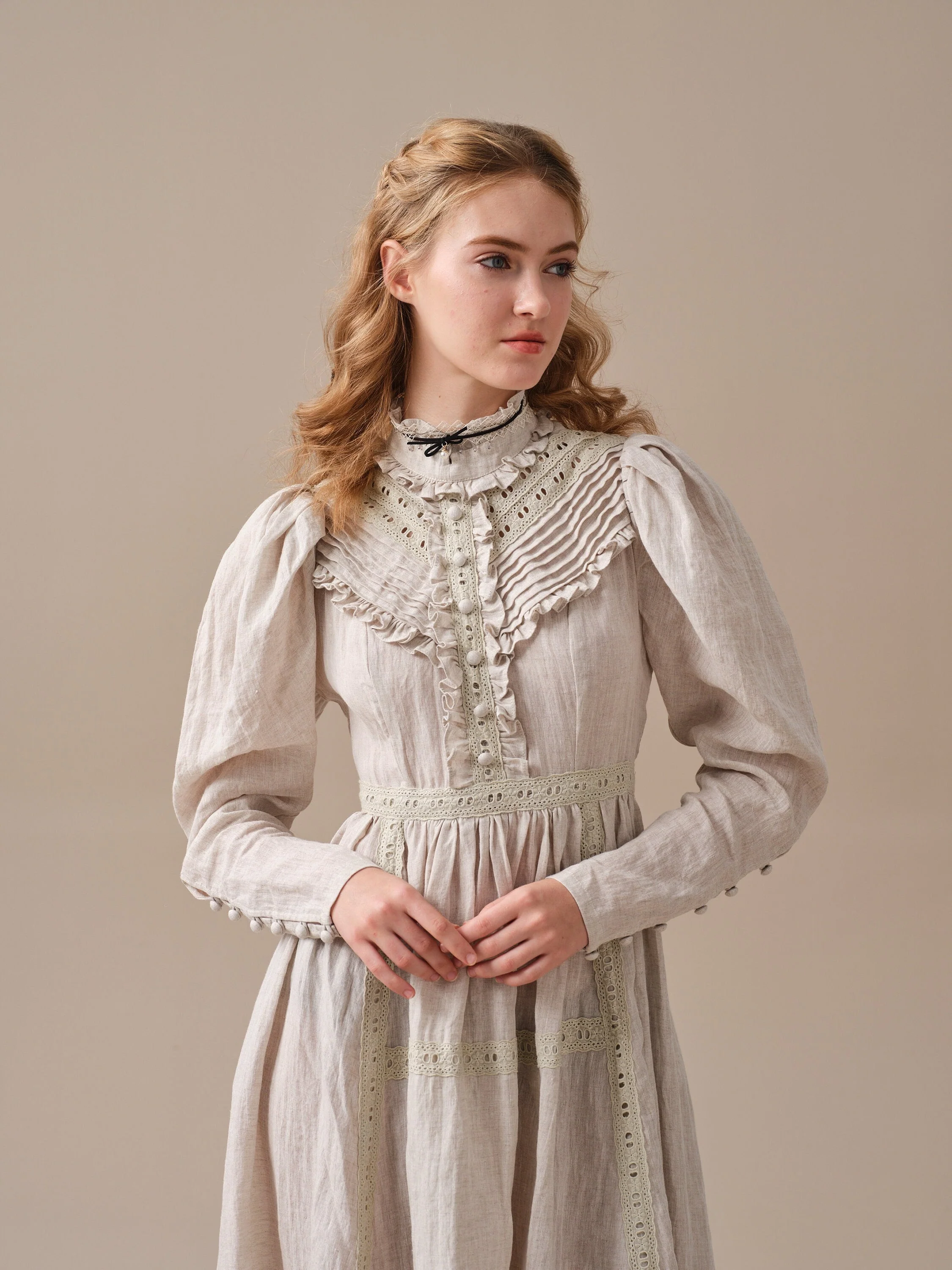 MARY 18 | VINTAGE LINEN DRESS GOWN - Image 6