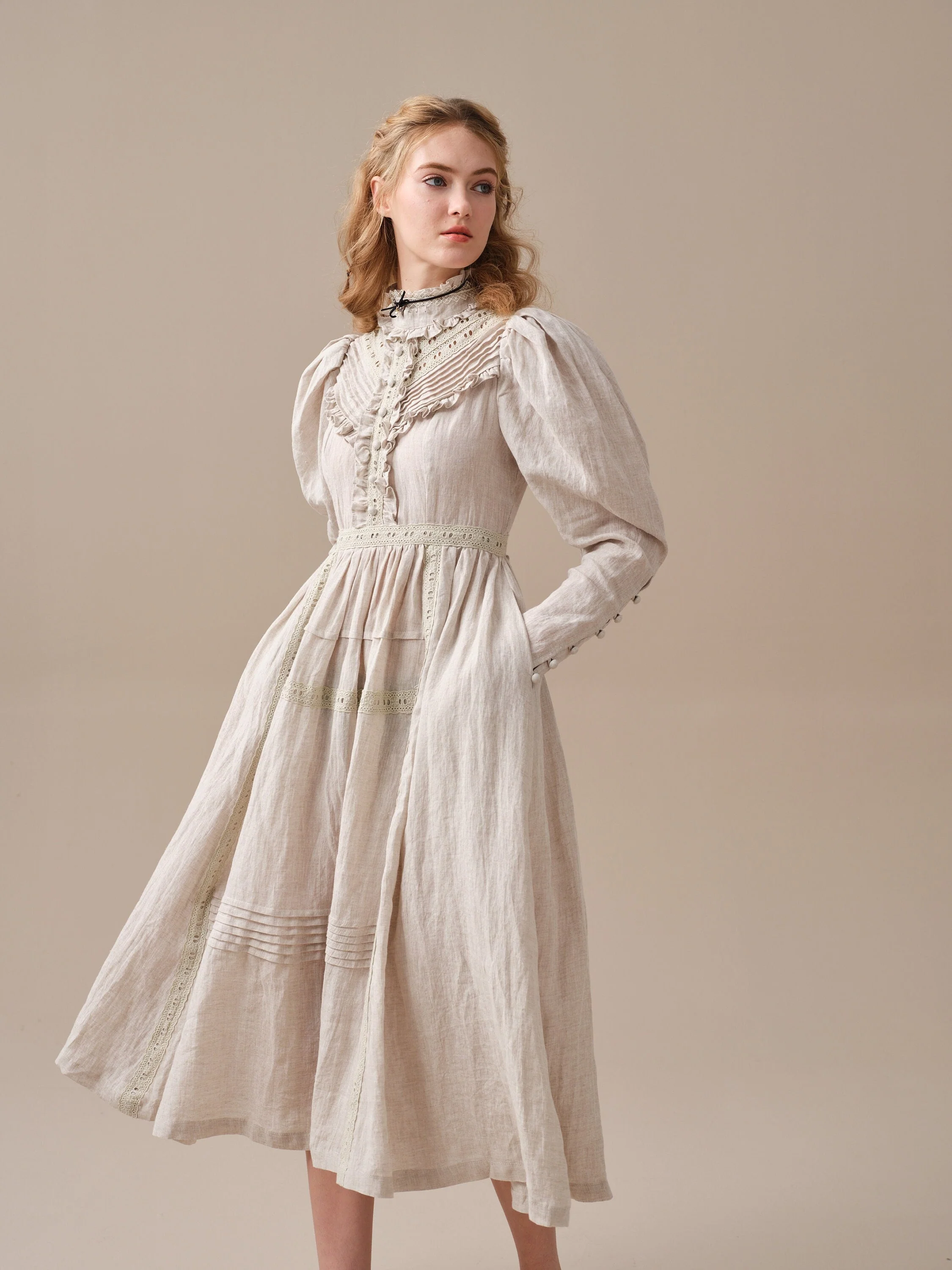 MARY 18 | VINTAGE LINEN DRESS GOWN - Image 8