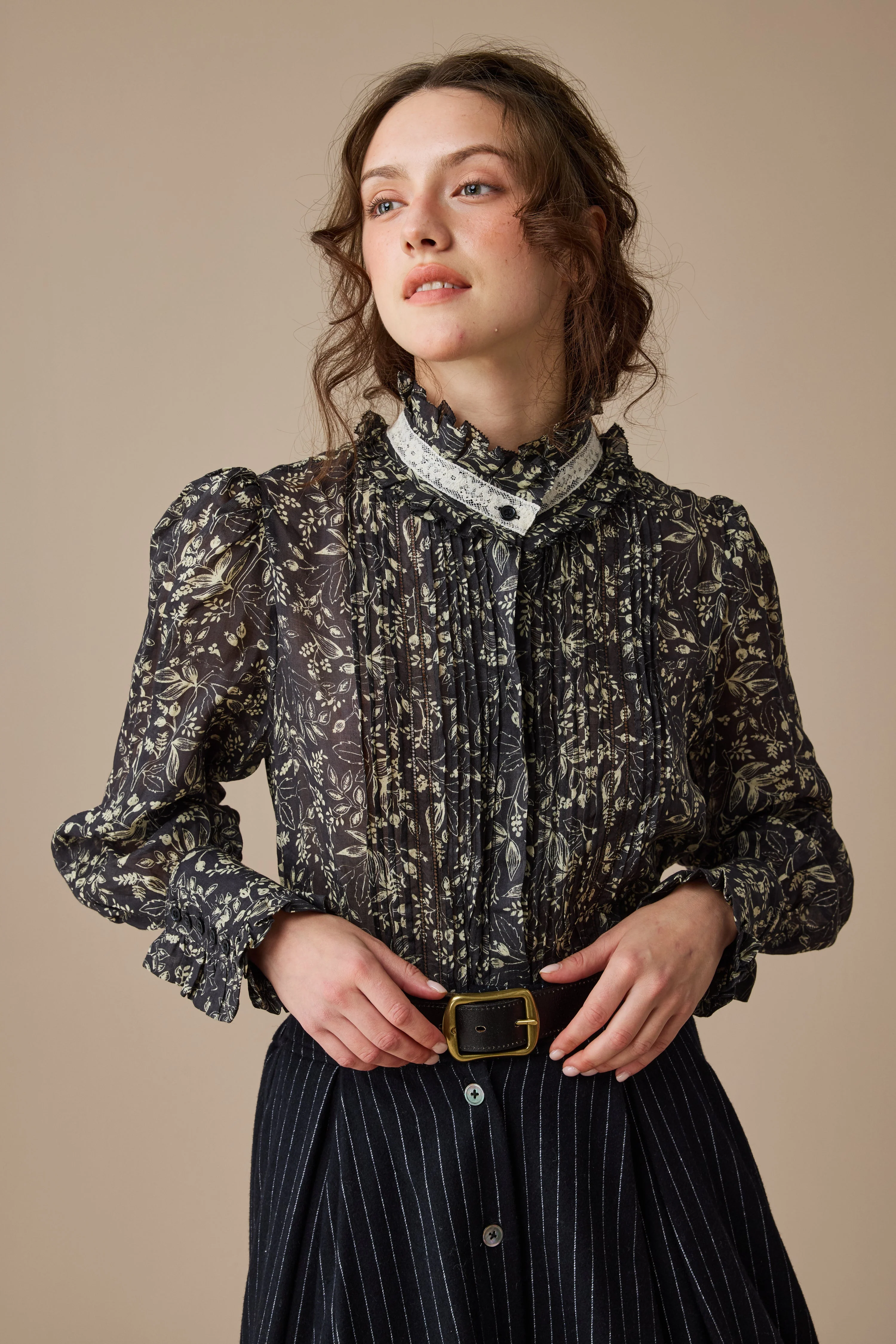 Sharon 21 |pintucked luxury linen shirt blouse - Image 10