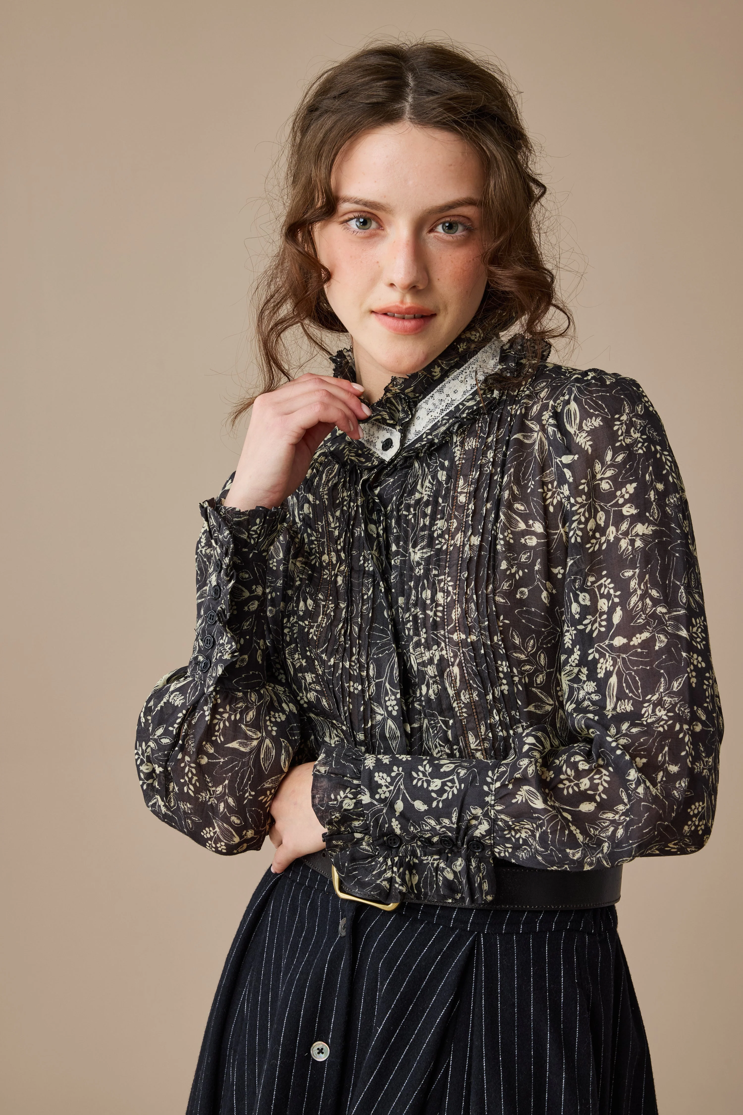 Sharon 21 |pintucked luxury linen shirt blouse - Image 13