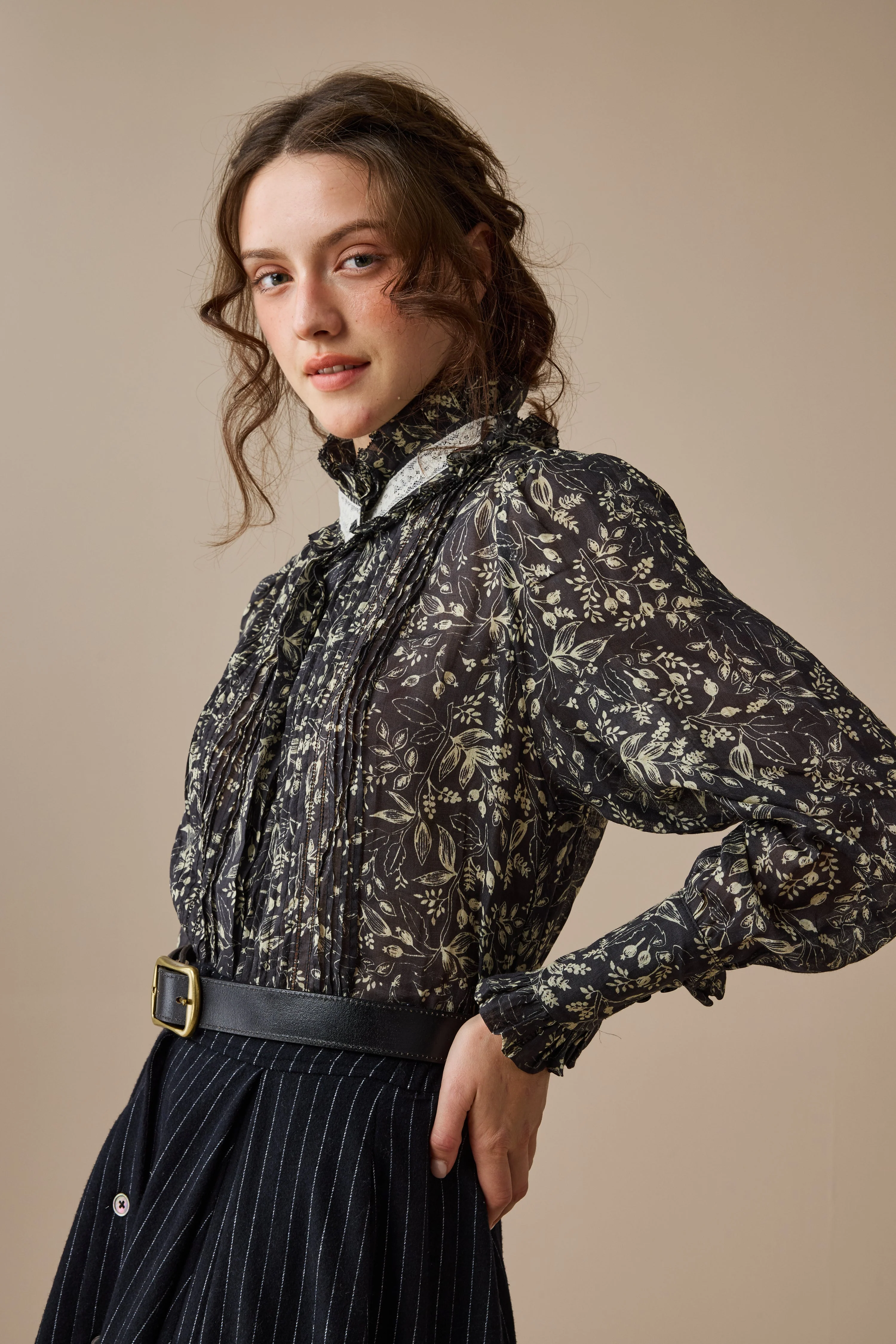 Sharon 21 |pintucked luxury linen shirt blouse - Image 14