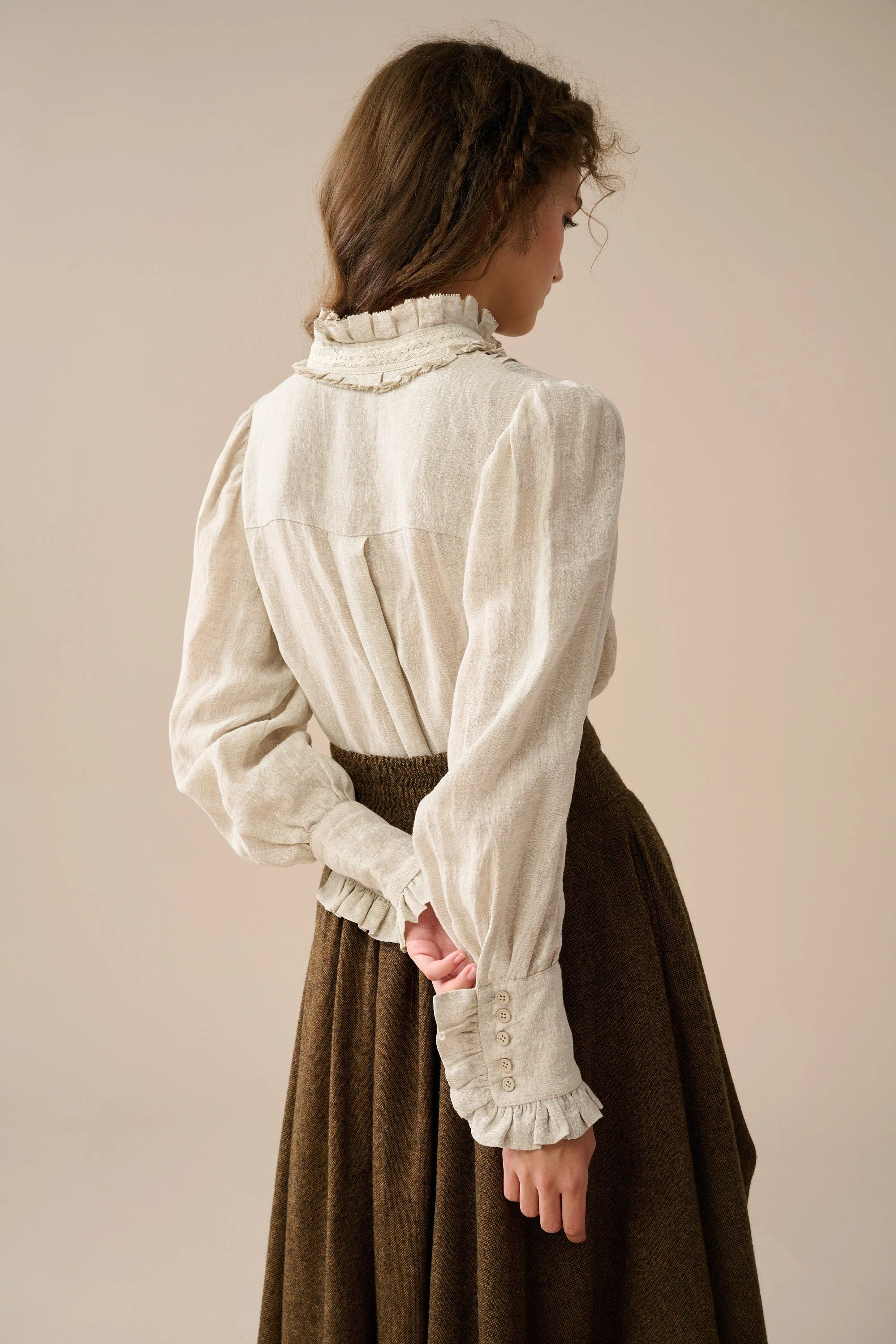 Sharon 21 |pintucked luxury linen shirt blouse - Image 23