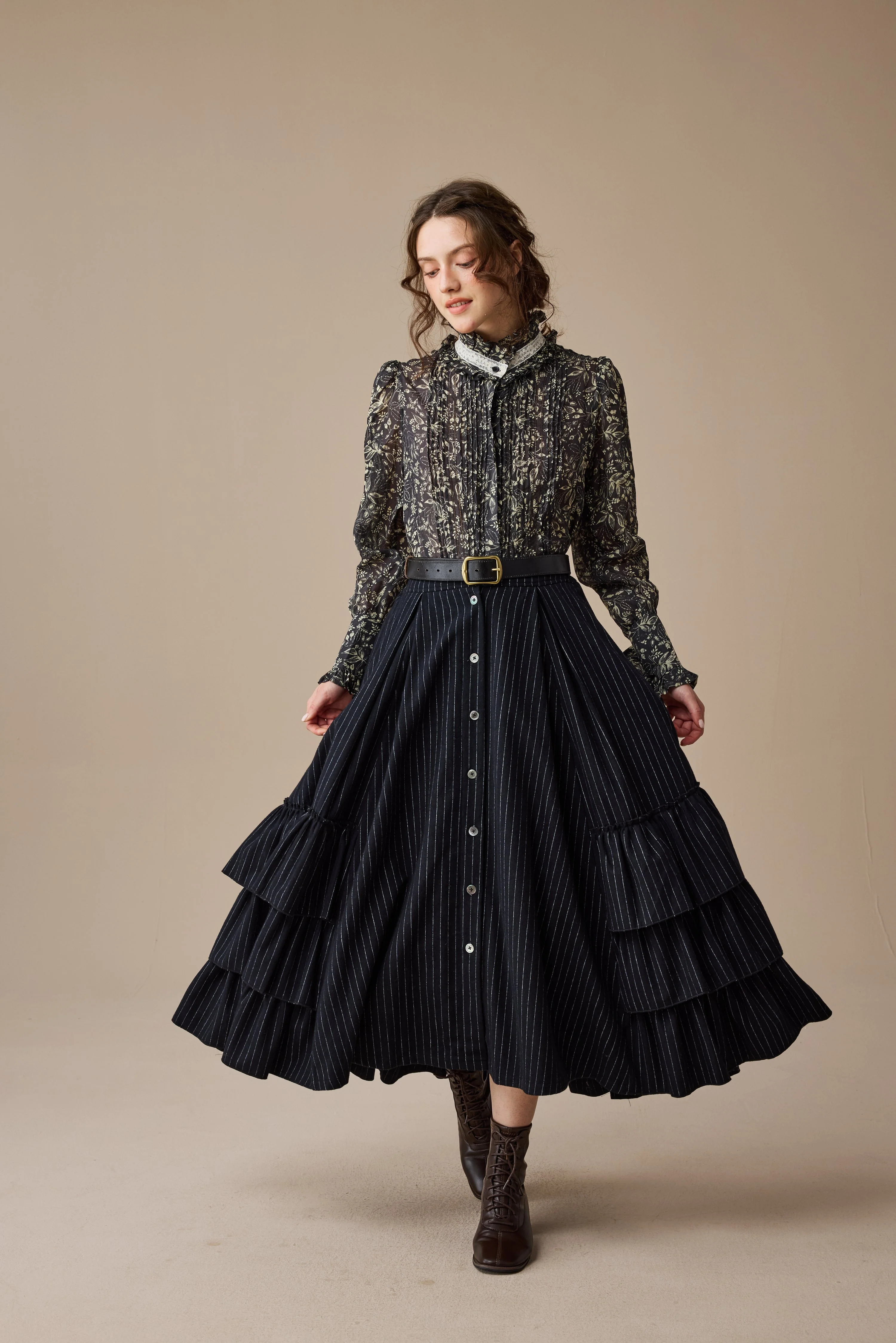 Sharon 21 |pintucked luxury linen shirt blouse - Image 5