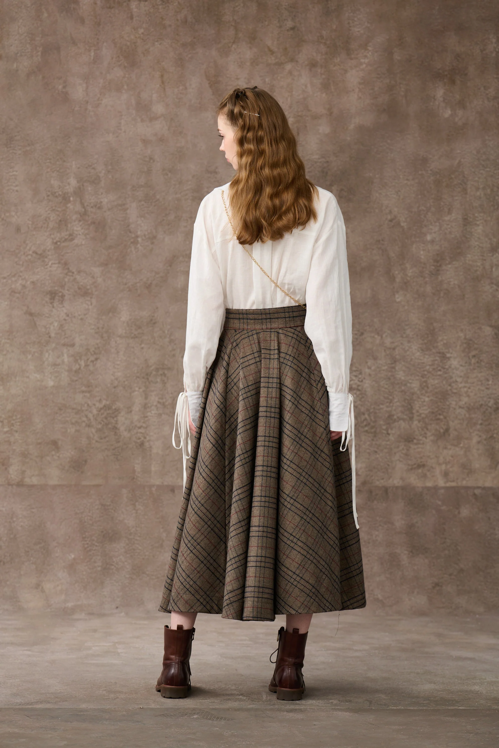 the Great Perhaps 2 | Tartan Wool Skirt in brown - Image 21