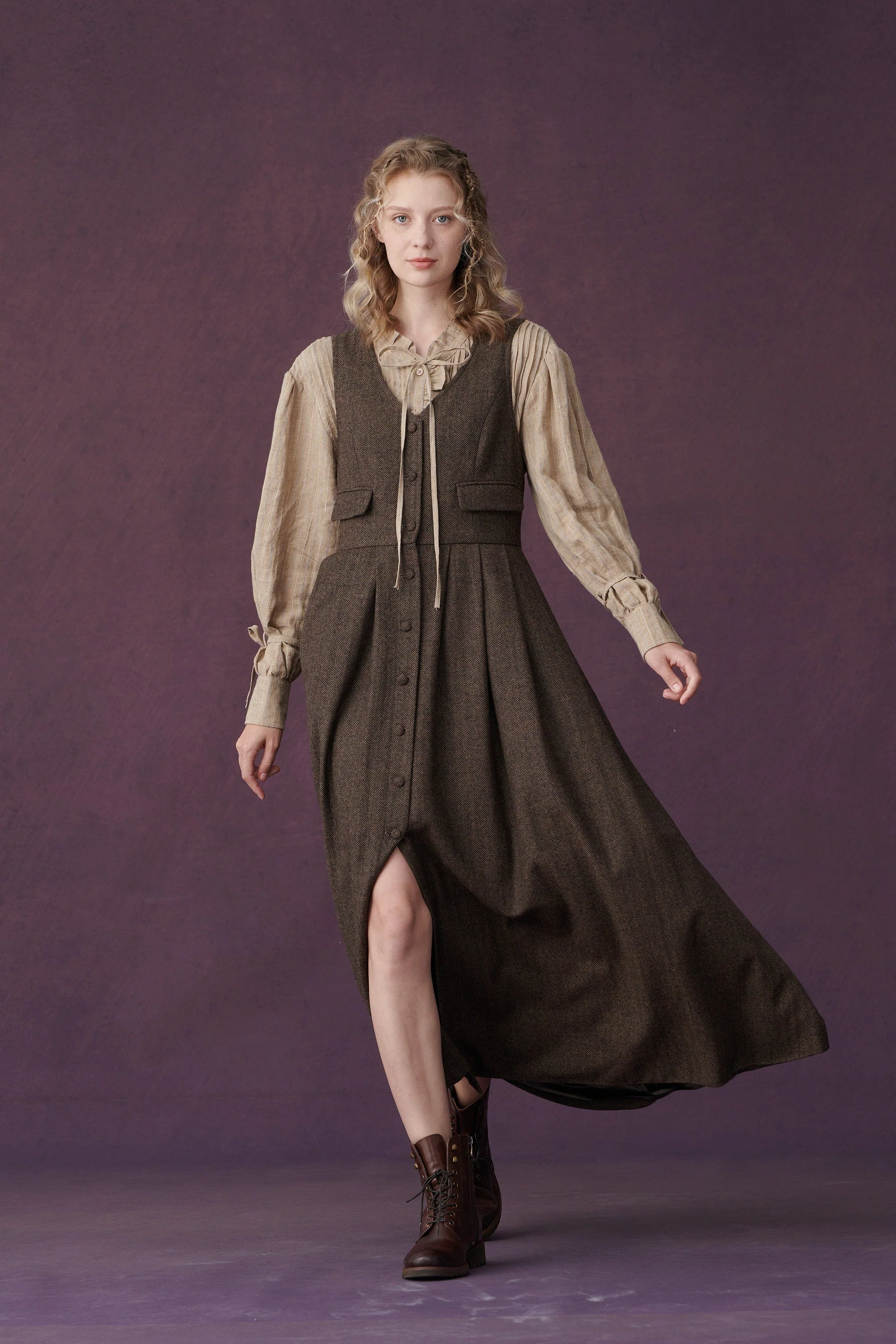Dark Amber 11 | Academia wool dress - Image 11