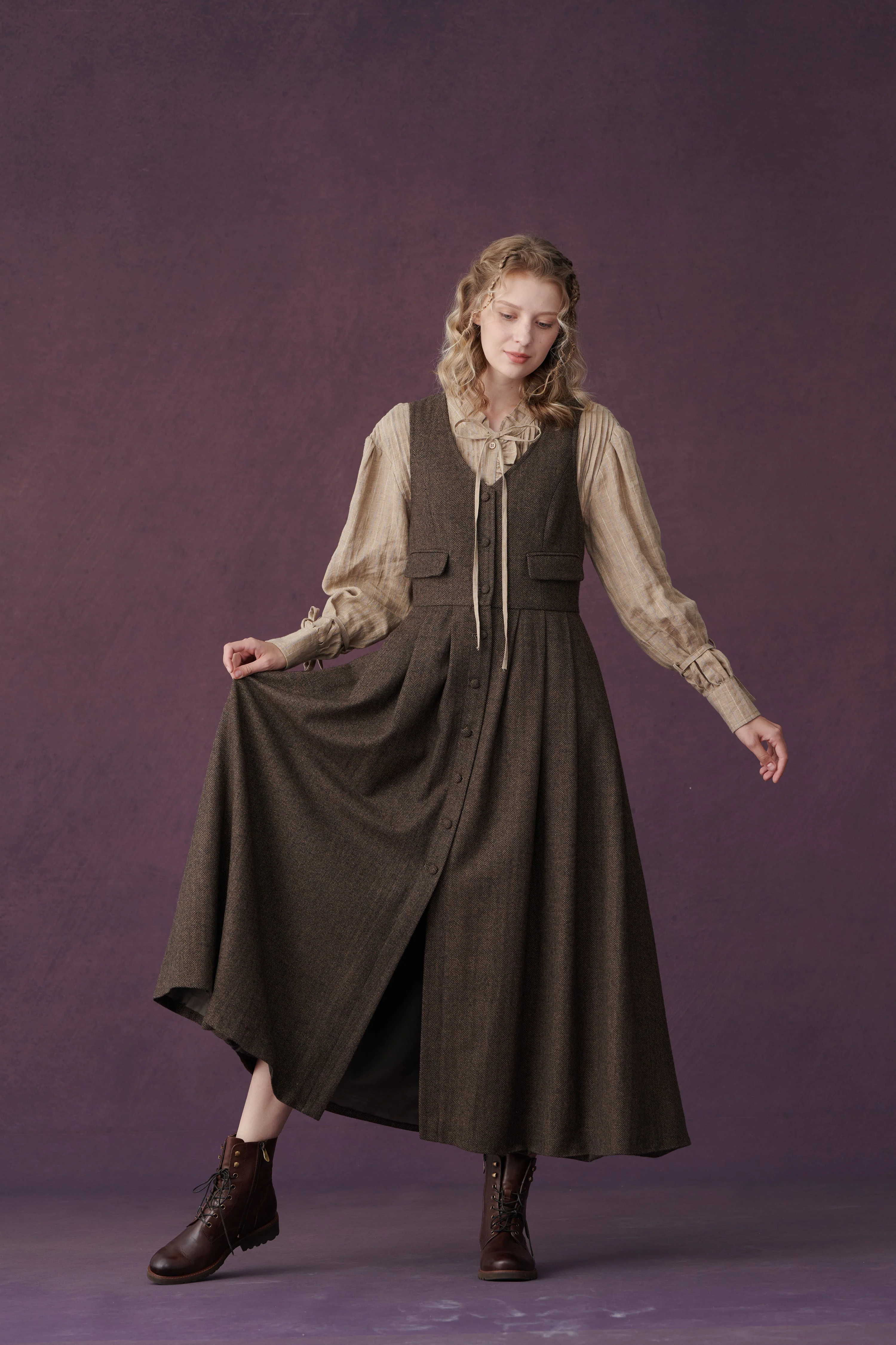 Dark Amber 11 | Academia wool dress - Image 15