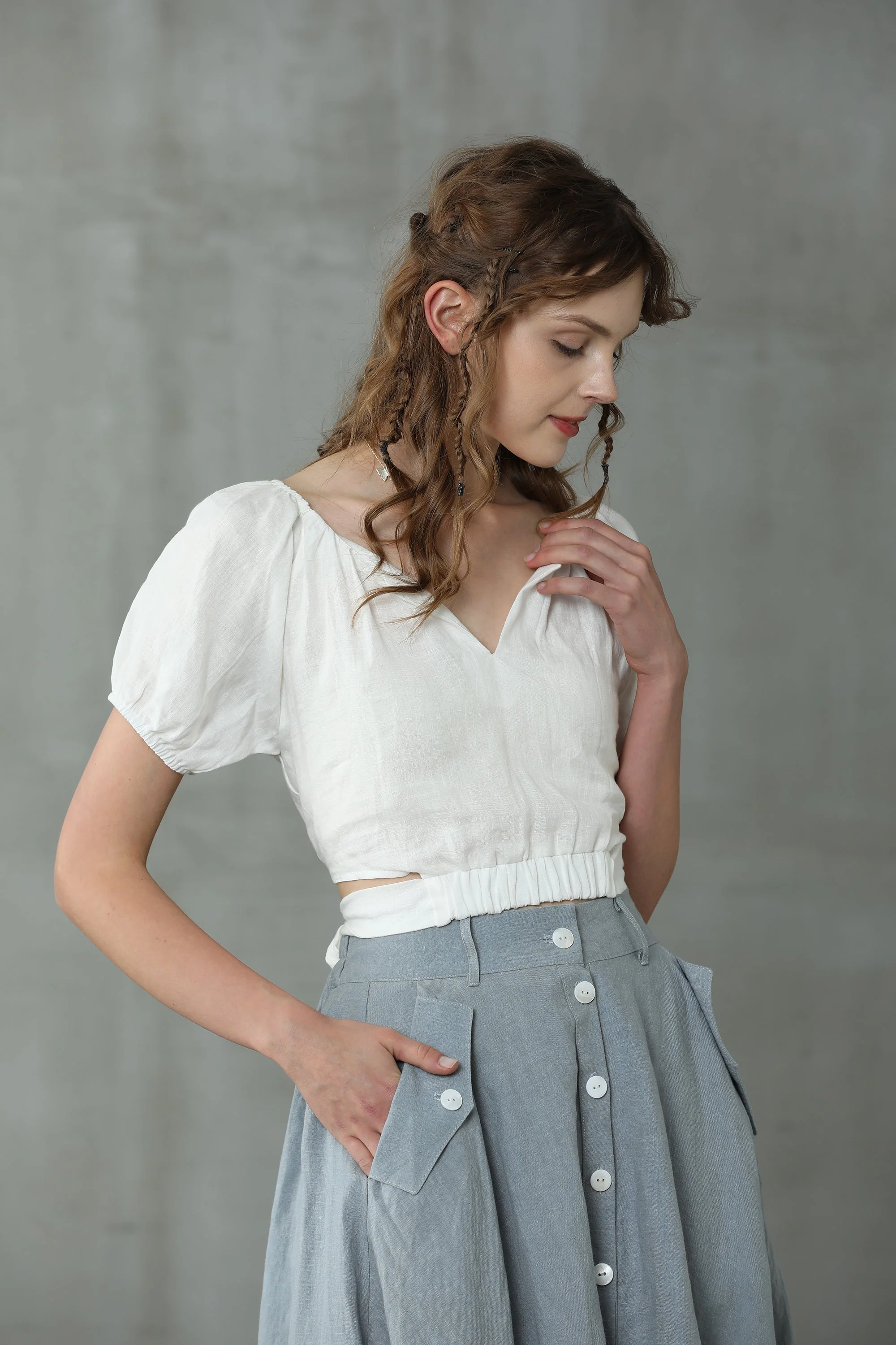 Ease 17 | White linen blouse - Image 13